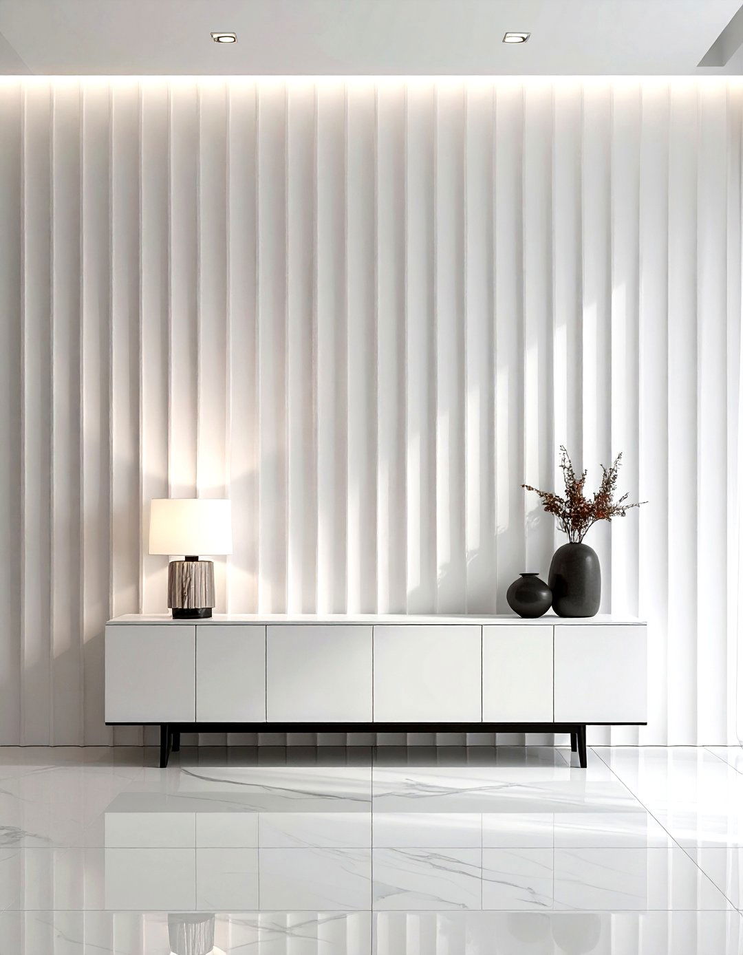 Fluted wall paneling - 30 living room backsplash ideas