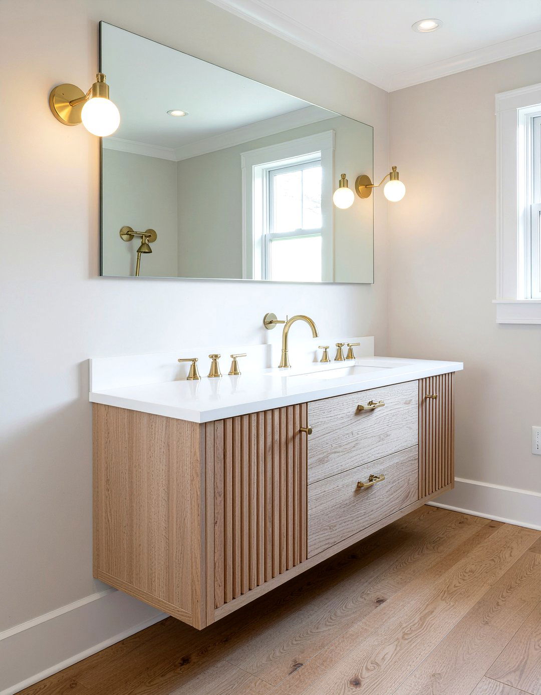 Fluted wood bathroom vanity - 30 bathroom built-in vanity ideas