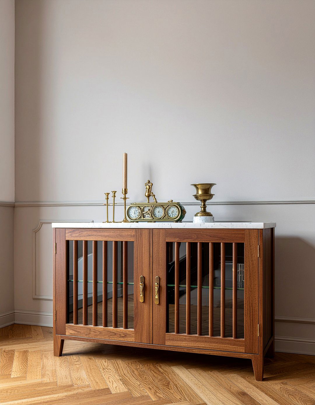 Fluted wood cabinet - 30 mid-century glam living room ideas