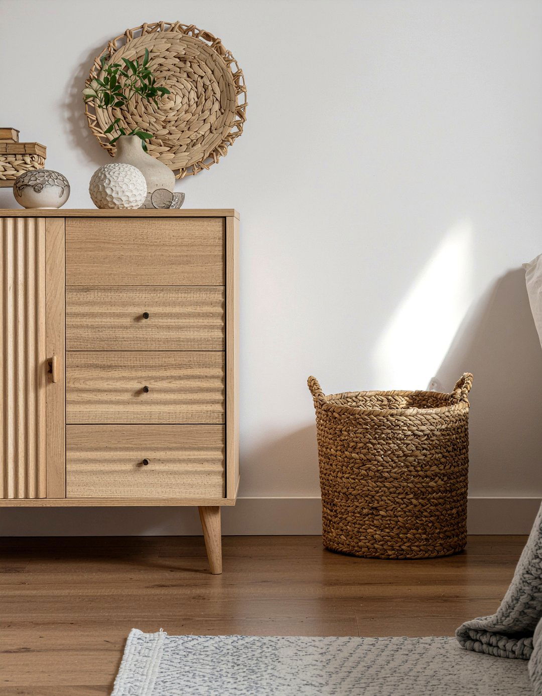 Fluted wood nightstand - 30 bedroom nightstands