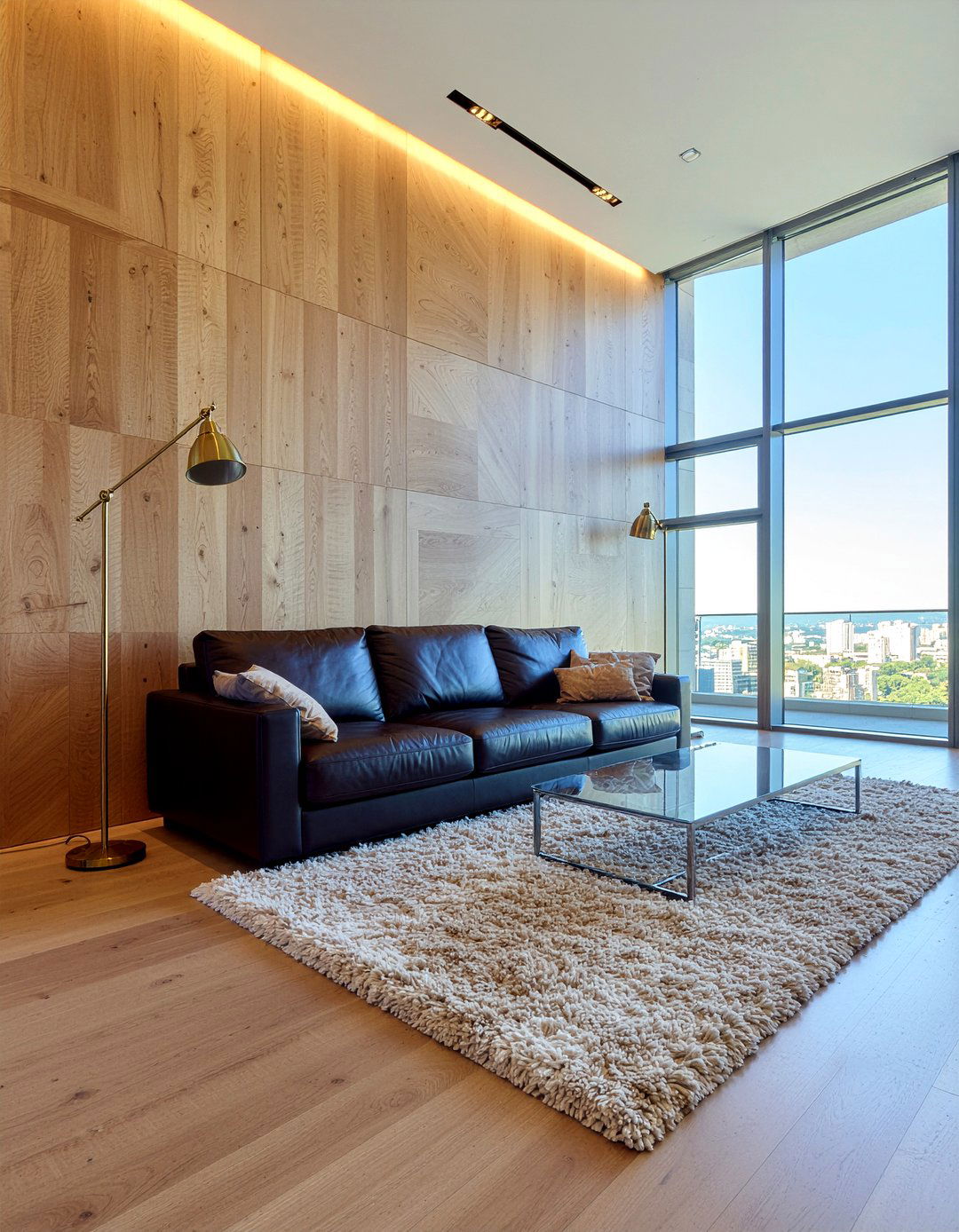 Fluted wood wall panels - 30 living room millwork ideas