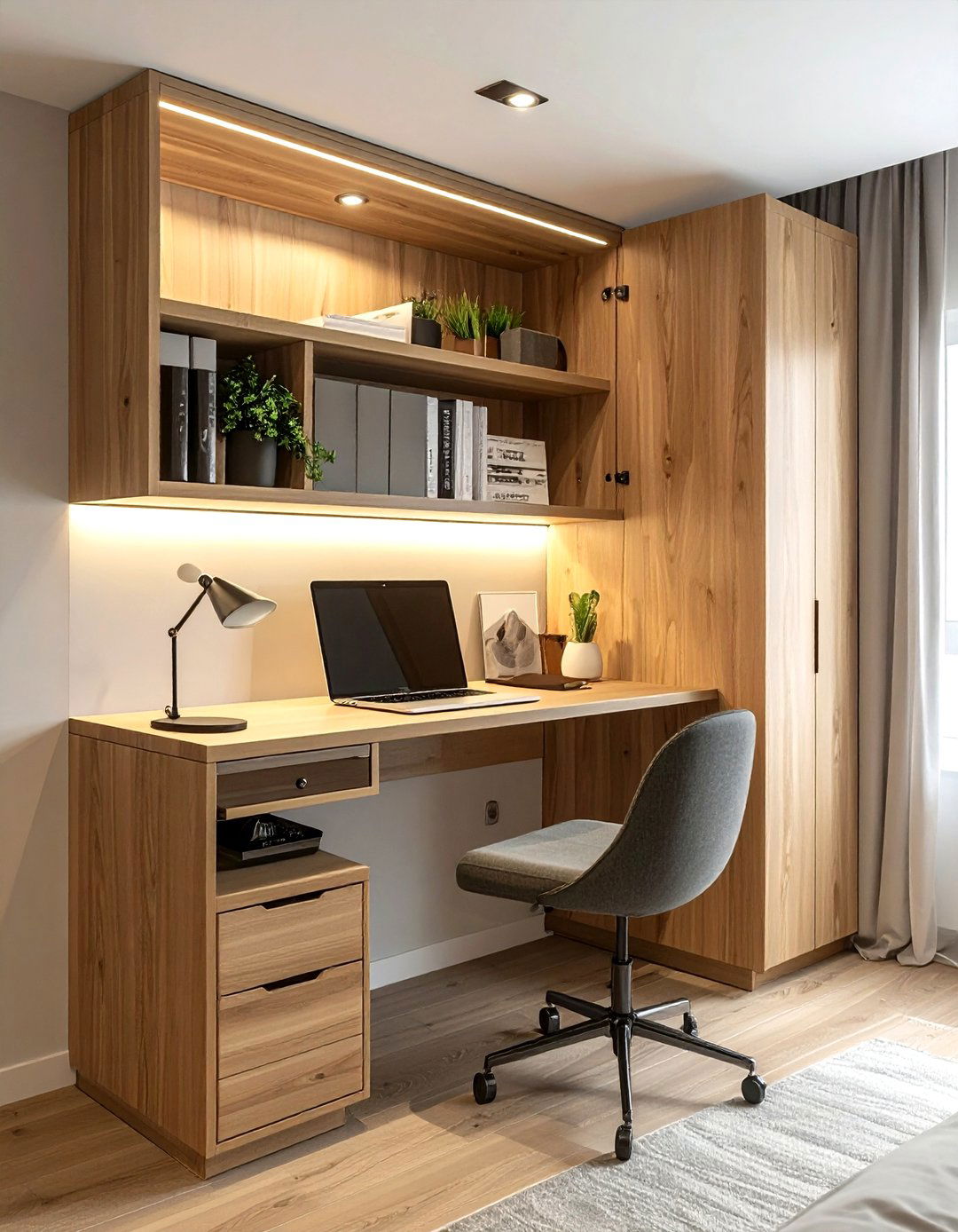 Fold Down Desk Unit - 30 bedroom built-in storage ideas