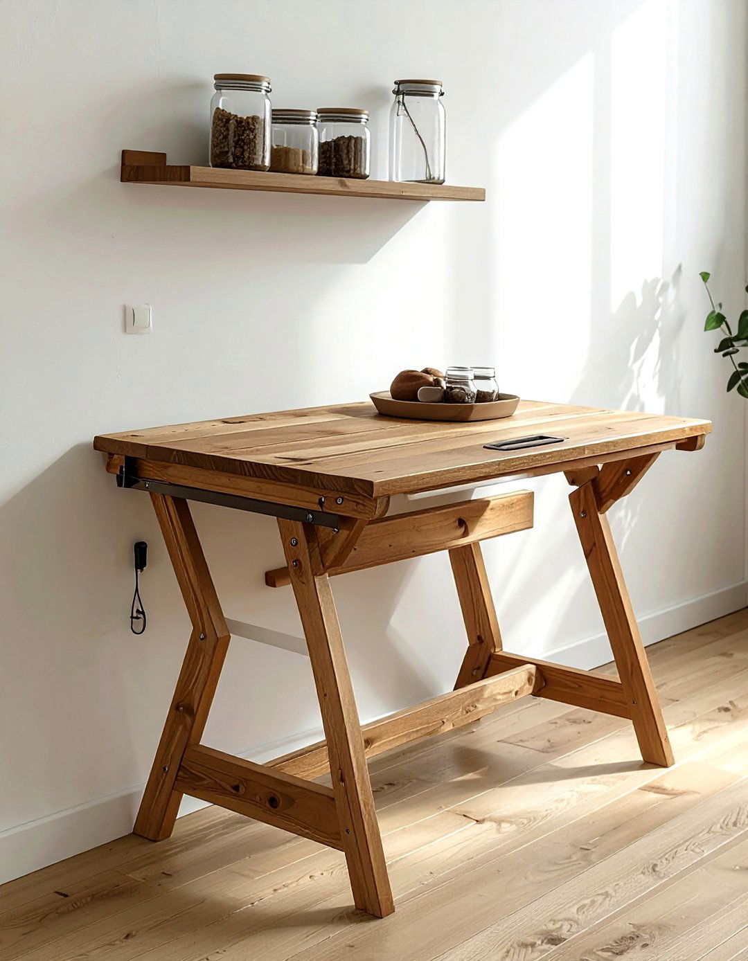 Fold Down Wall Table - 30 kitchen wall storage ideas