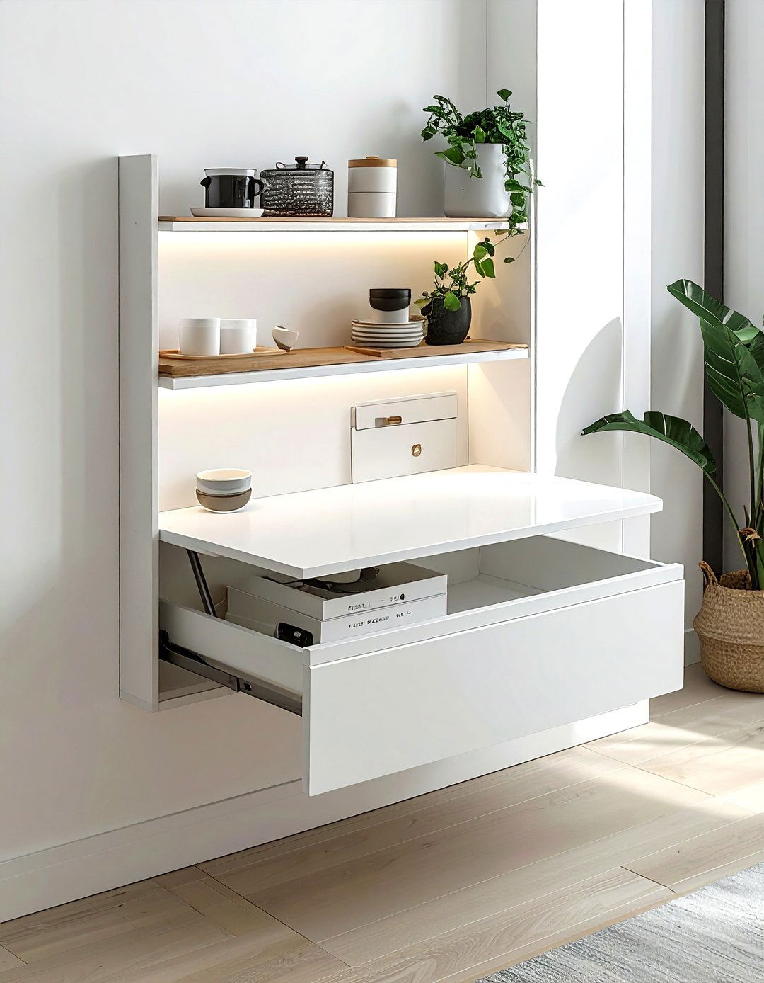 Fold Down Wall Table - 30 dining room under bed storage ideas