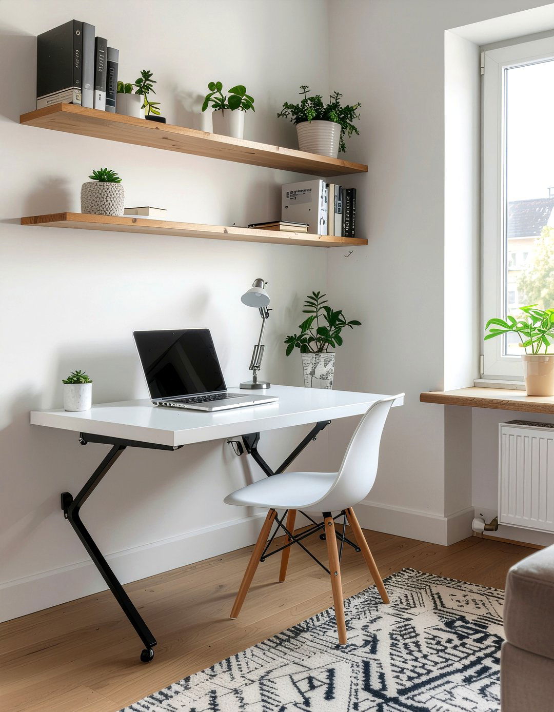 Fold down desk - 30 tiny living room ideas