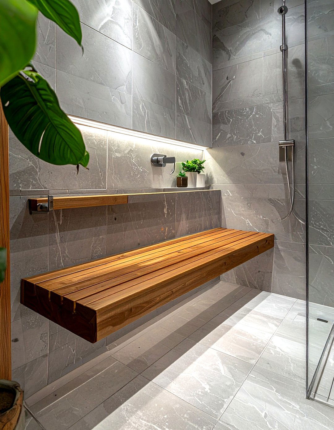 Fold down seat - 30 bathroom space-saving ideas