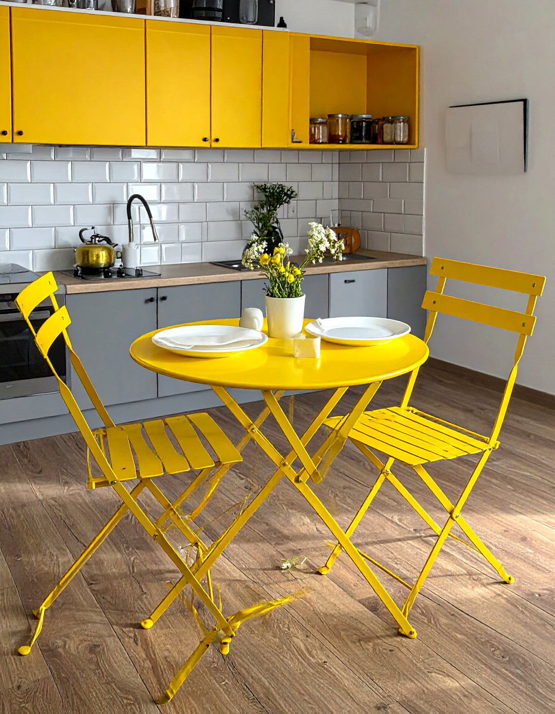 Folding Bistro Set - 30 temporary kitchen ideas