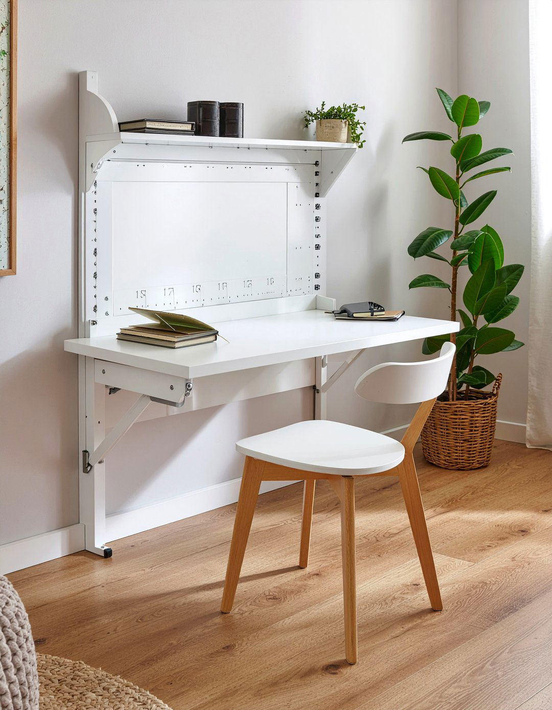 Folding wall desk workspace - 30 bedroom extendable furniture ideas