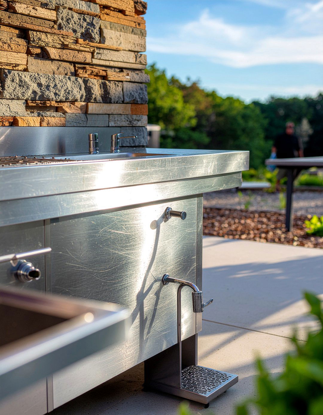 Foot pedal outdoor sink - 30 outdoor kitchen sink ideas