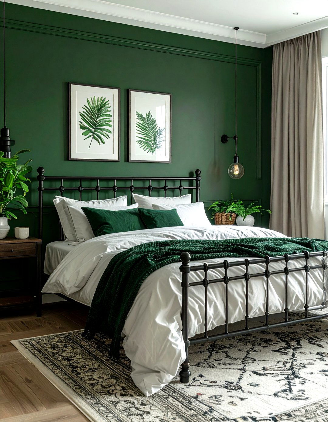 Forest Green Accent Wall Bedroom - 30 farmhouse green bedroom ideas
