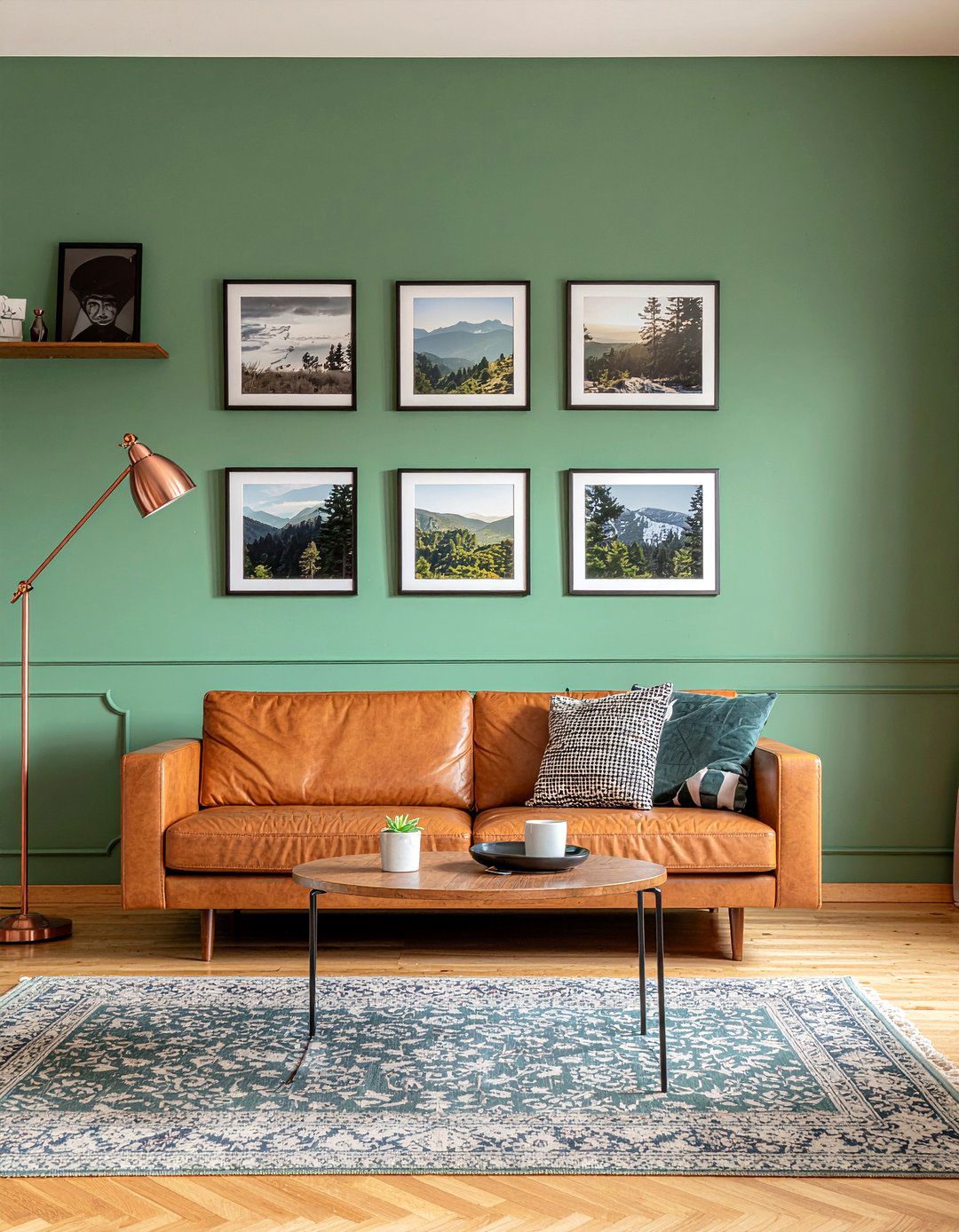 Forest Green Accent Wall - 30 bold color living room ideas