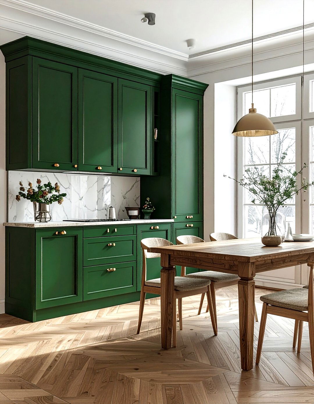 Forest Green Cabinet - 30 painted dining room furniture ideas