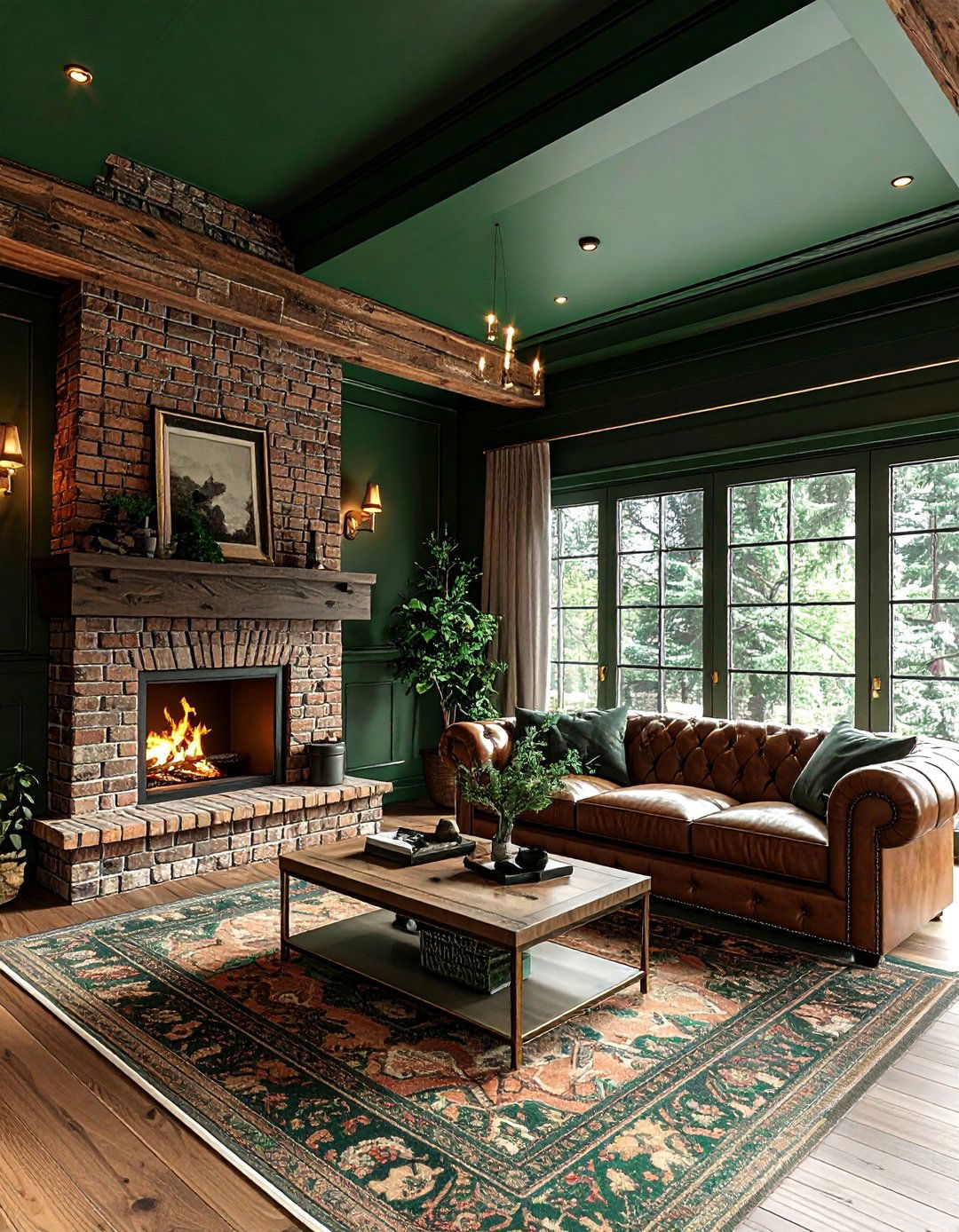 Forest Green Ceiling - 30 living room ceiling color ideas