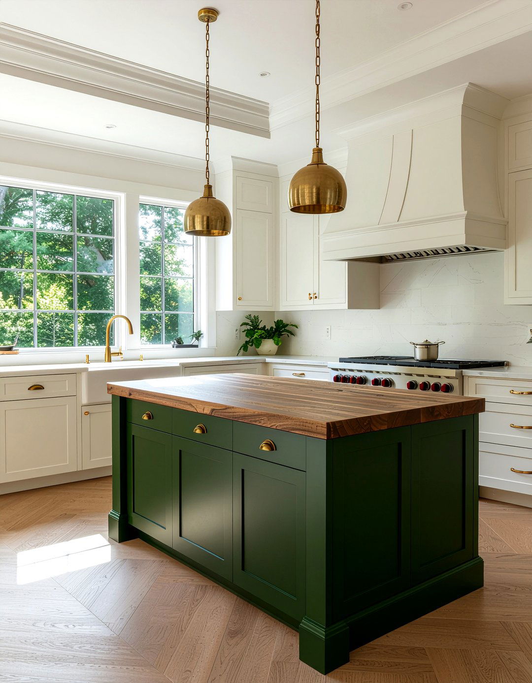 Forest Green Island - 30 green kitchen ideas