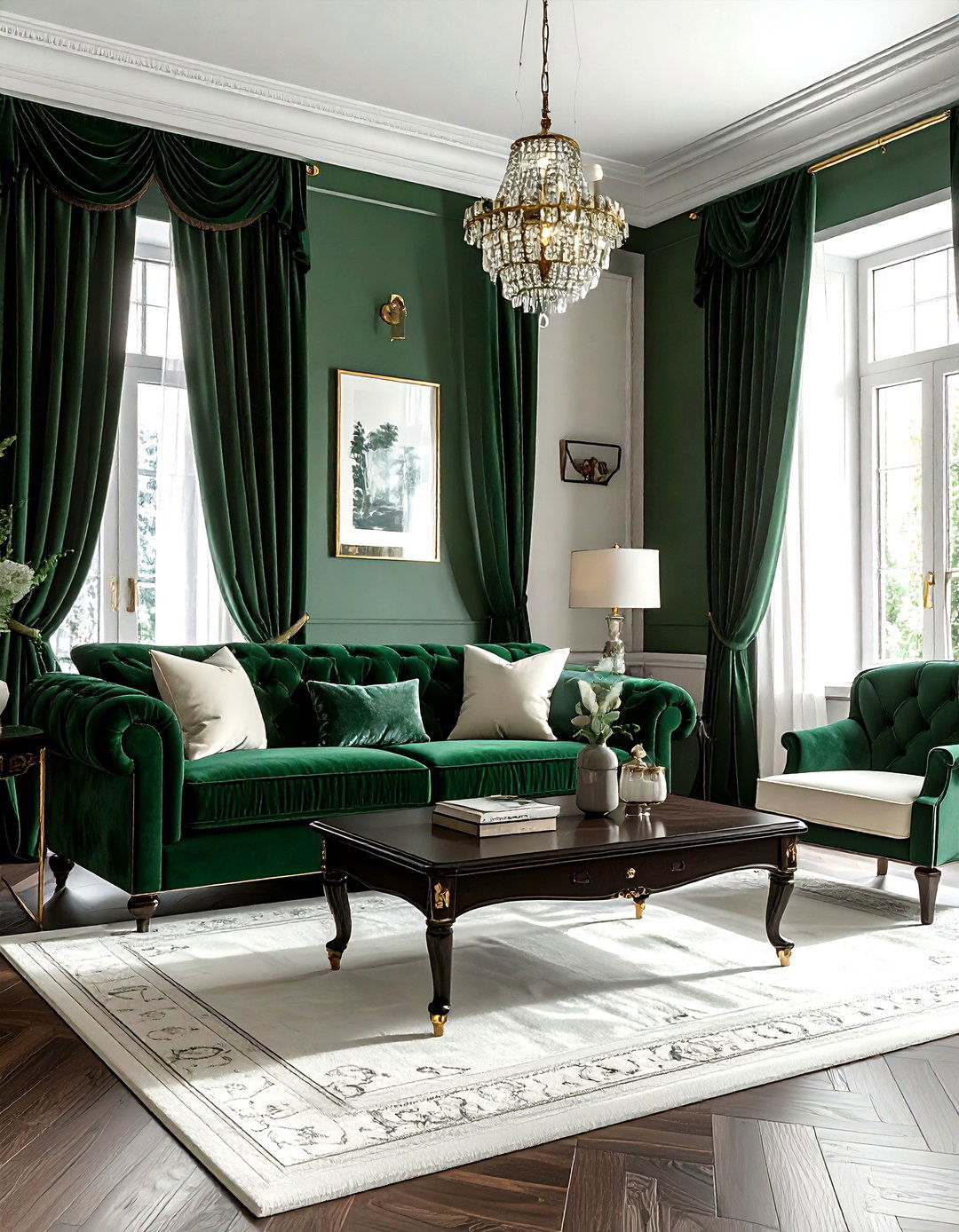 Forest Green Living Room - 30 living room accent color ideas