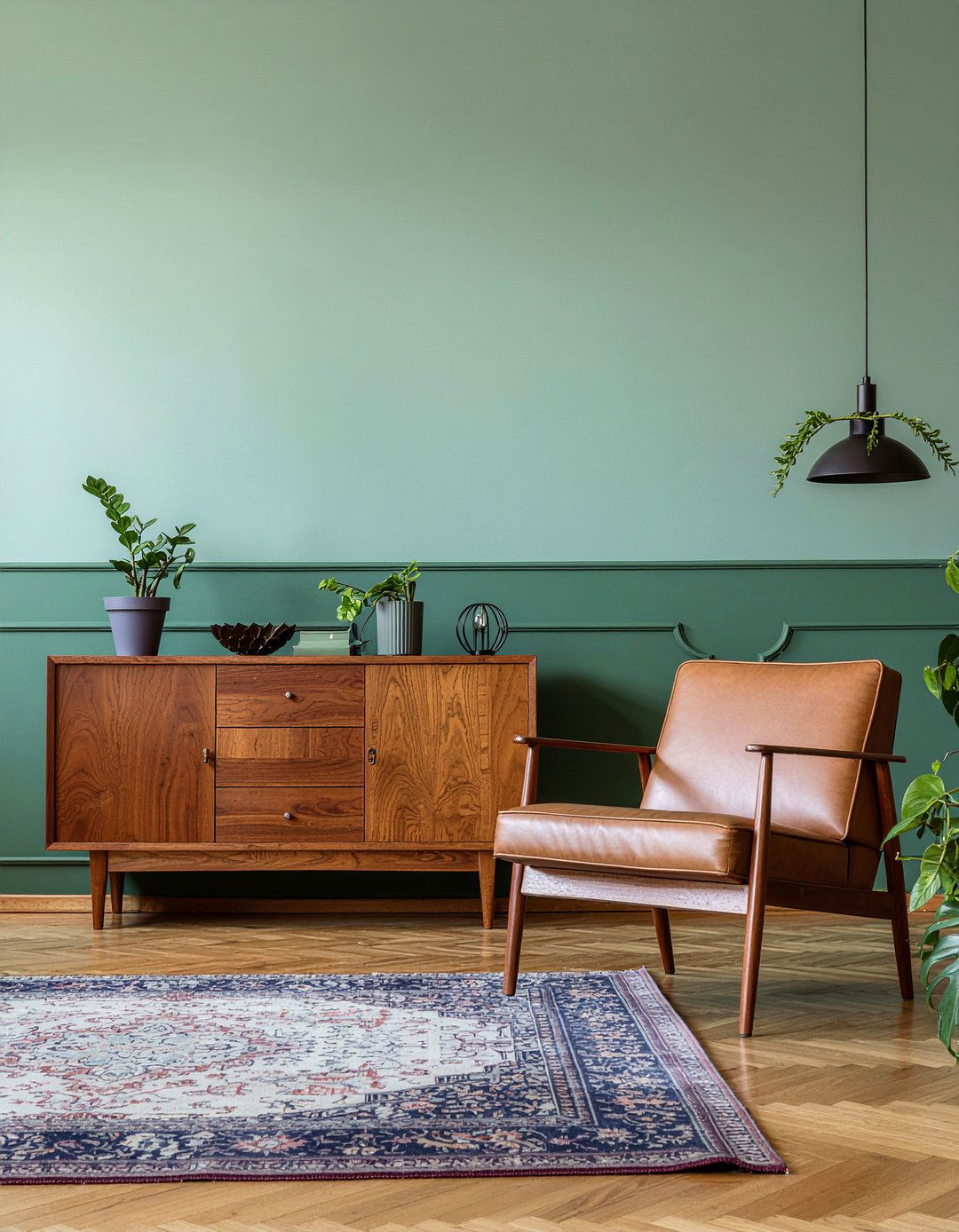 Forest Green Ombre Wall - 30 living room ombre wall ideas