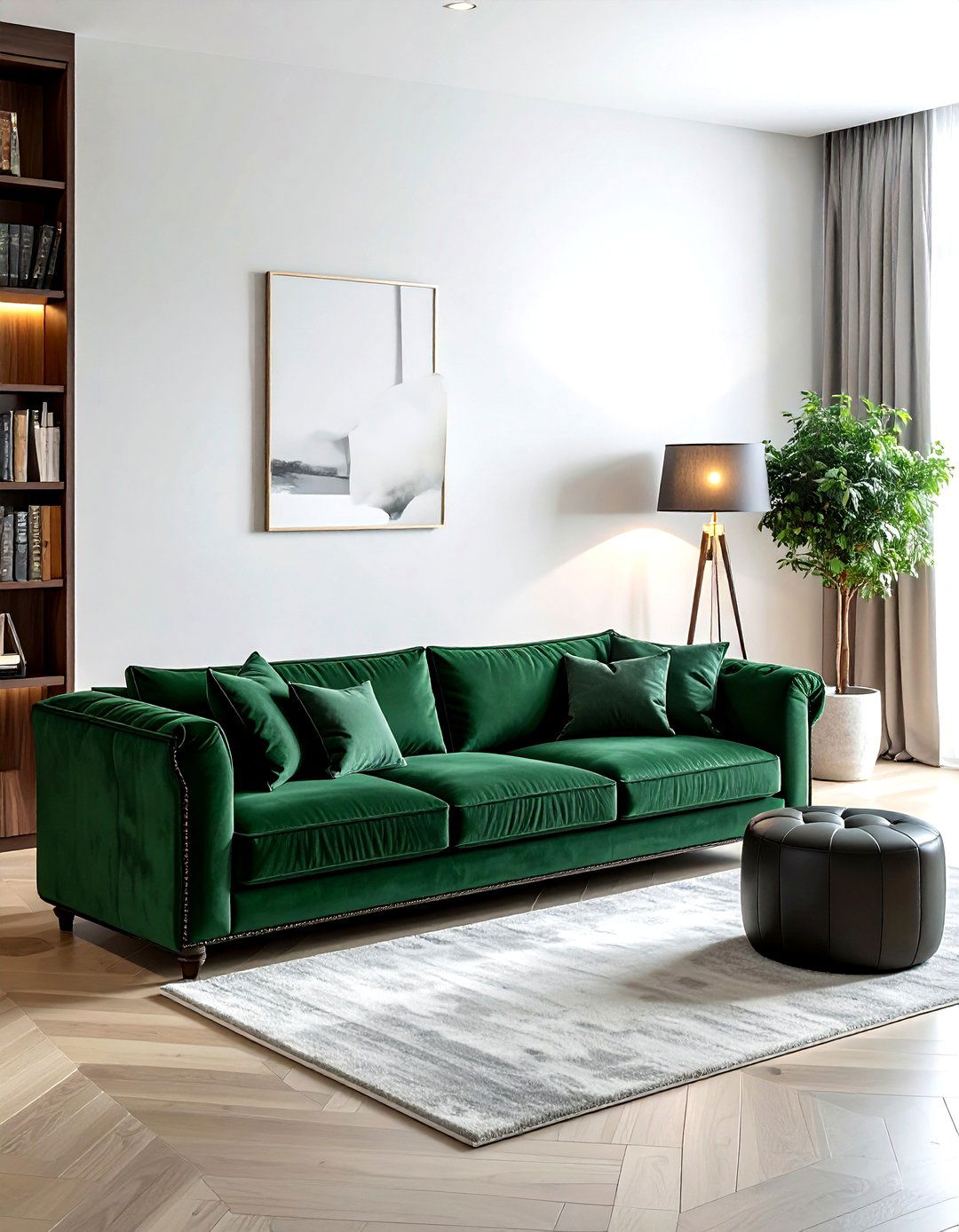 Forest Green Spill Resistant Couch - 30 living room performance fabric sofa ideas