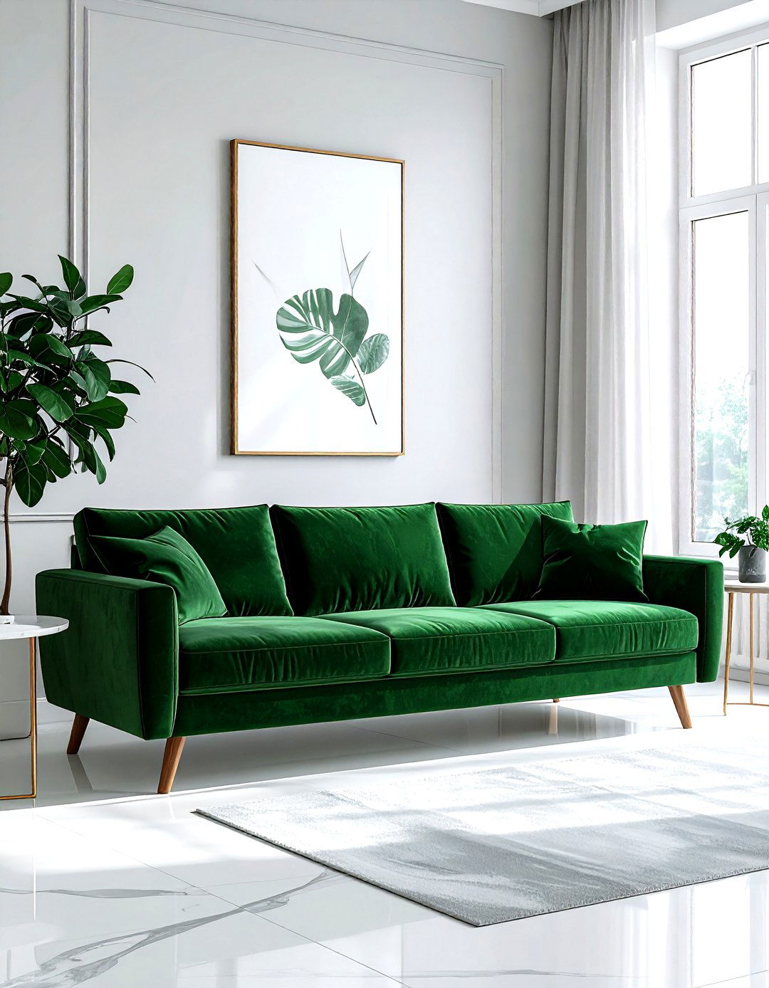 Forest Green Velvet Sofa - 30 scandinavian green living room ideas