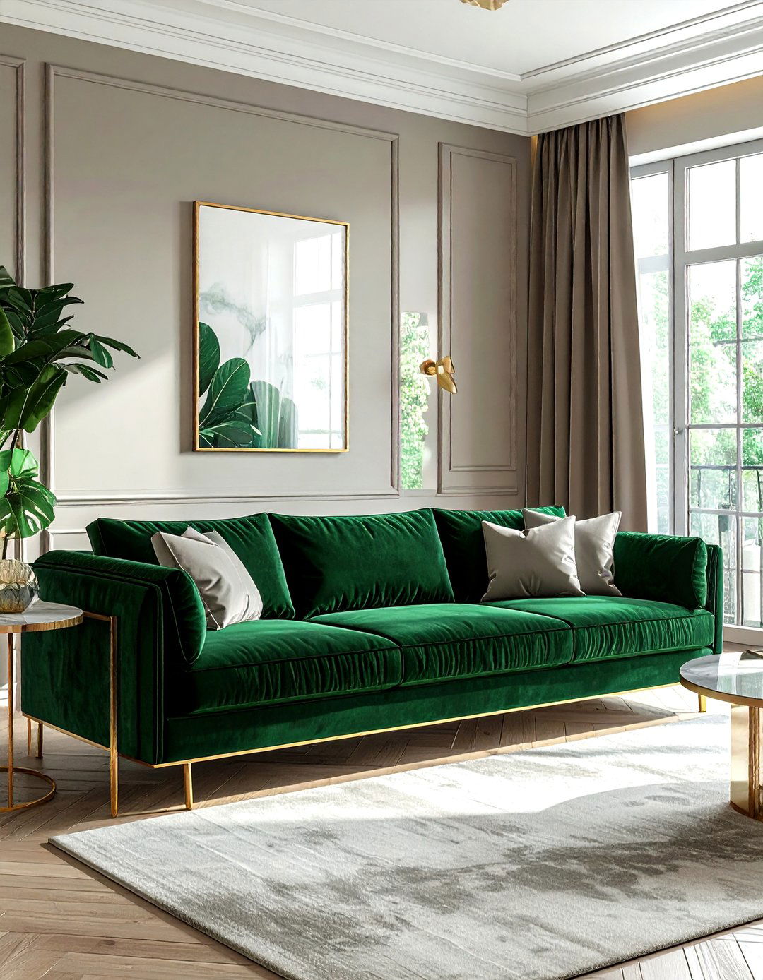 Forest Green Velvet Sofa - 30 woodland decor ideas