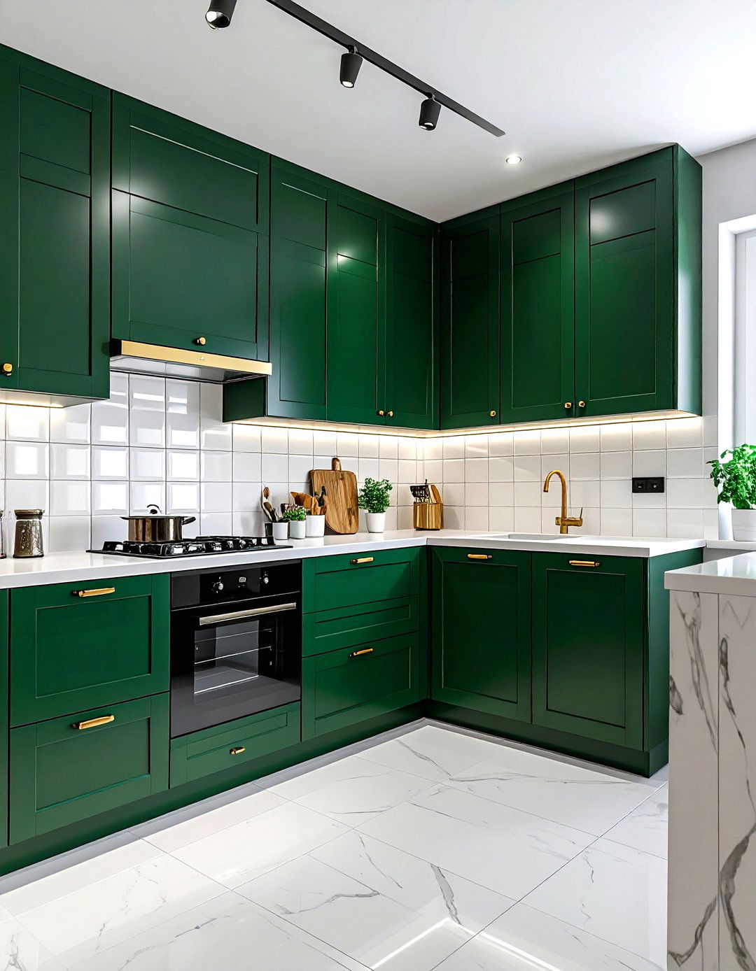 Forest green and white kitchen cabinets - 30 two-tone kitchen cabinet ideas
