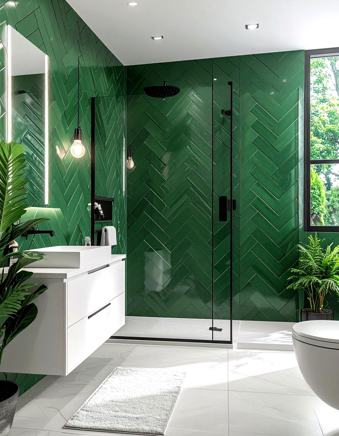 Forest green bathroom tile - 30 forest green decor ideas