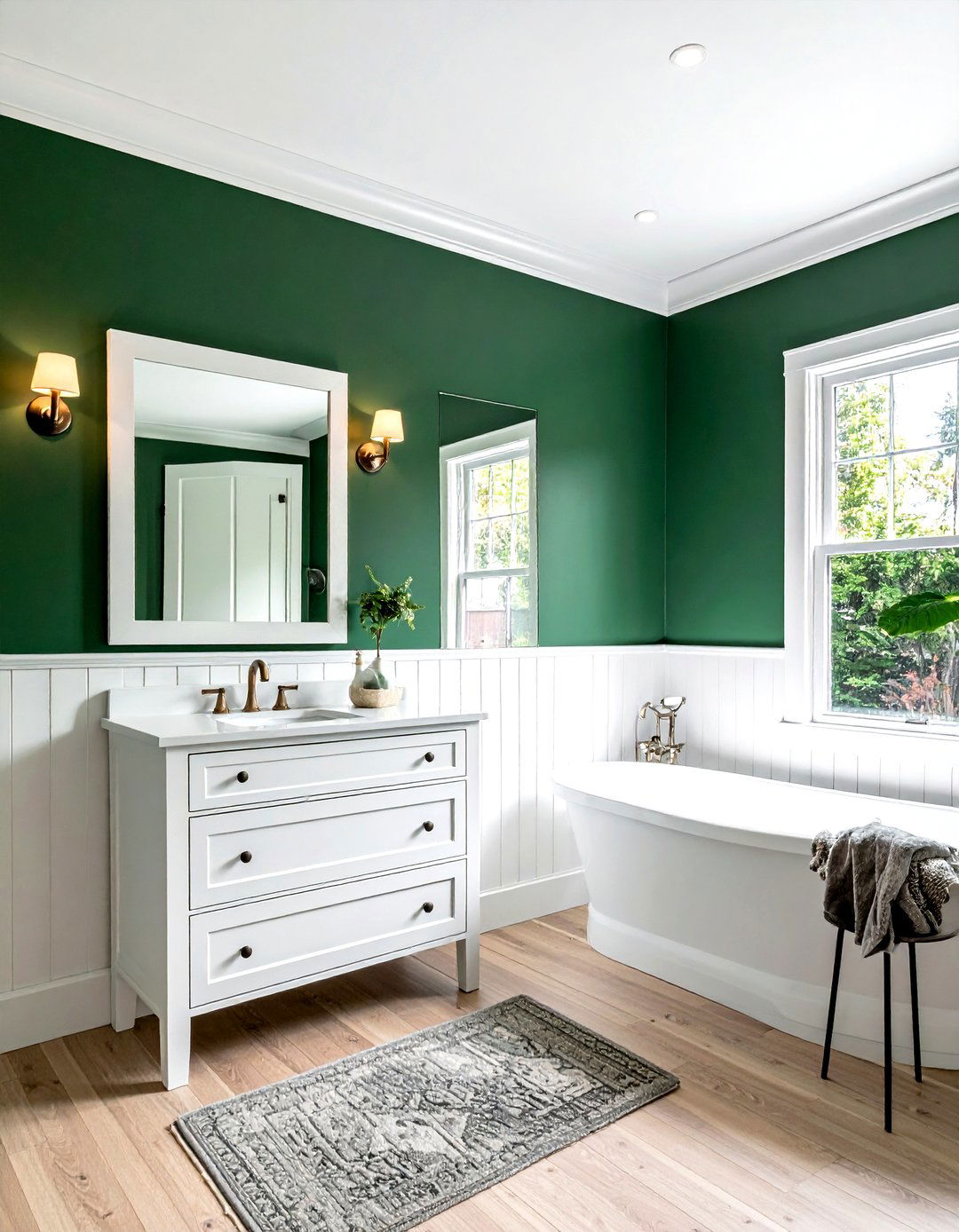 Forest green bathroom walls - 30 green and white bathroom ideas
