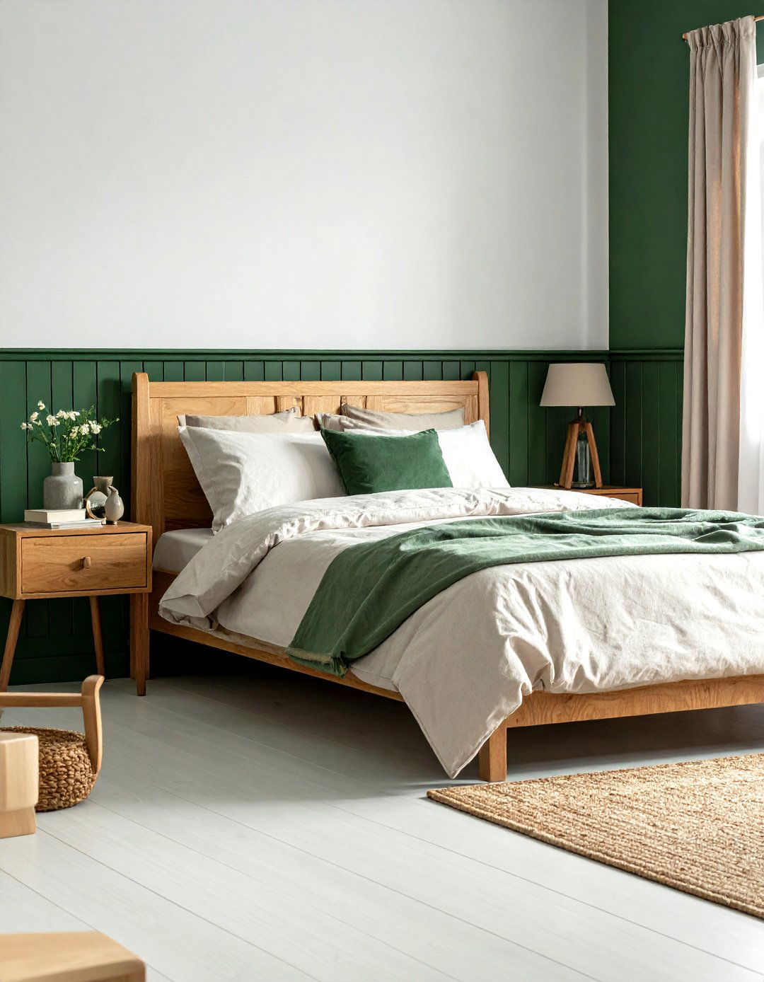 Forest green beadboard bedroom - 30 wainscoting ideas