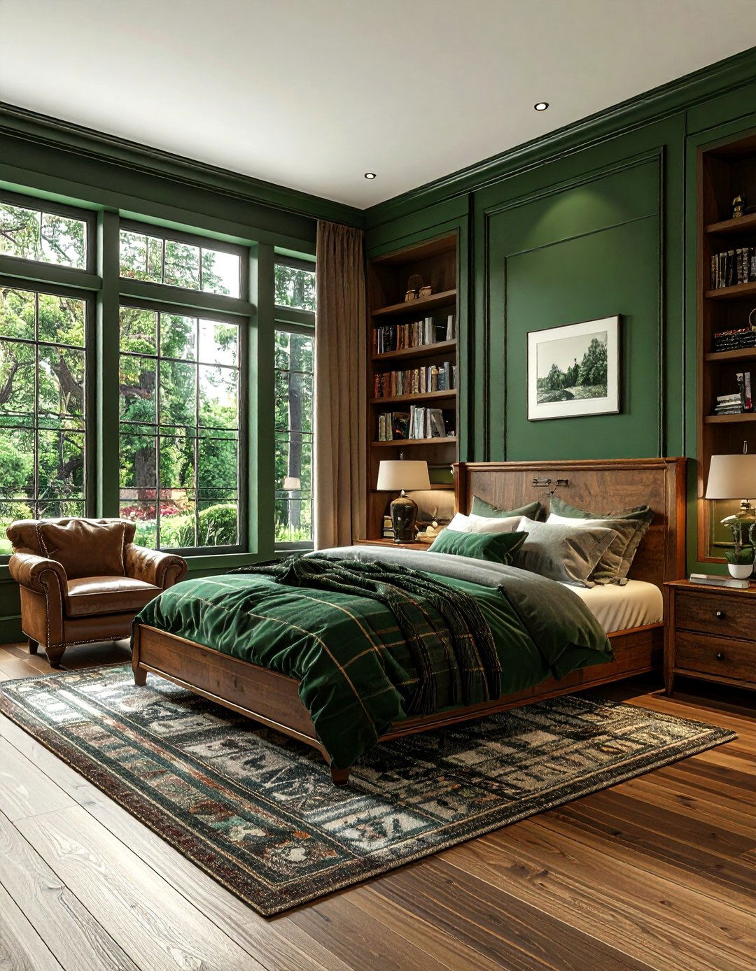 Forest green bedroom - 30 traditional green bedroom ideas