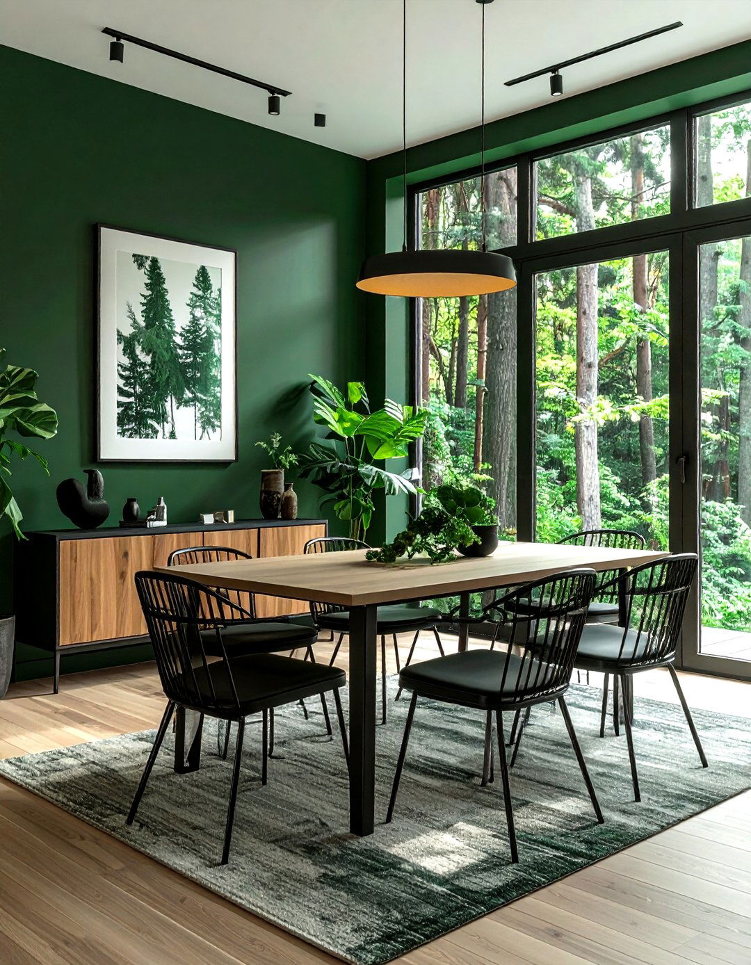 Forest green dining room - 30 green dining room decor ideas