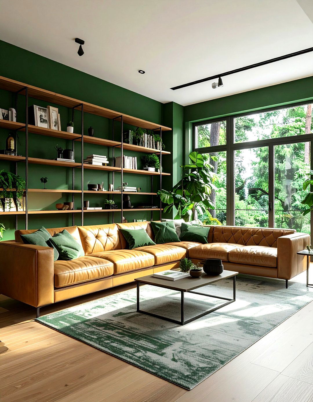 Forest green interior - 30 minimalist green living room ideas