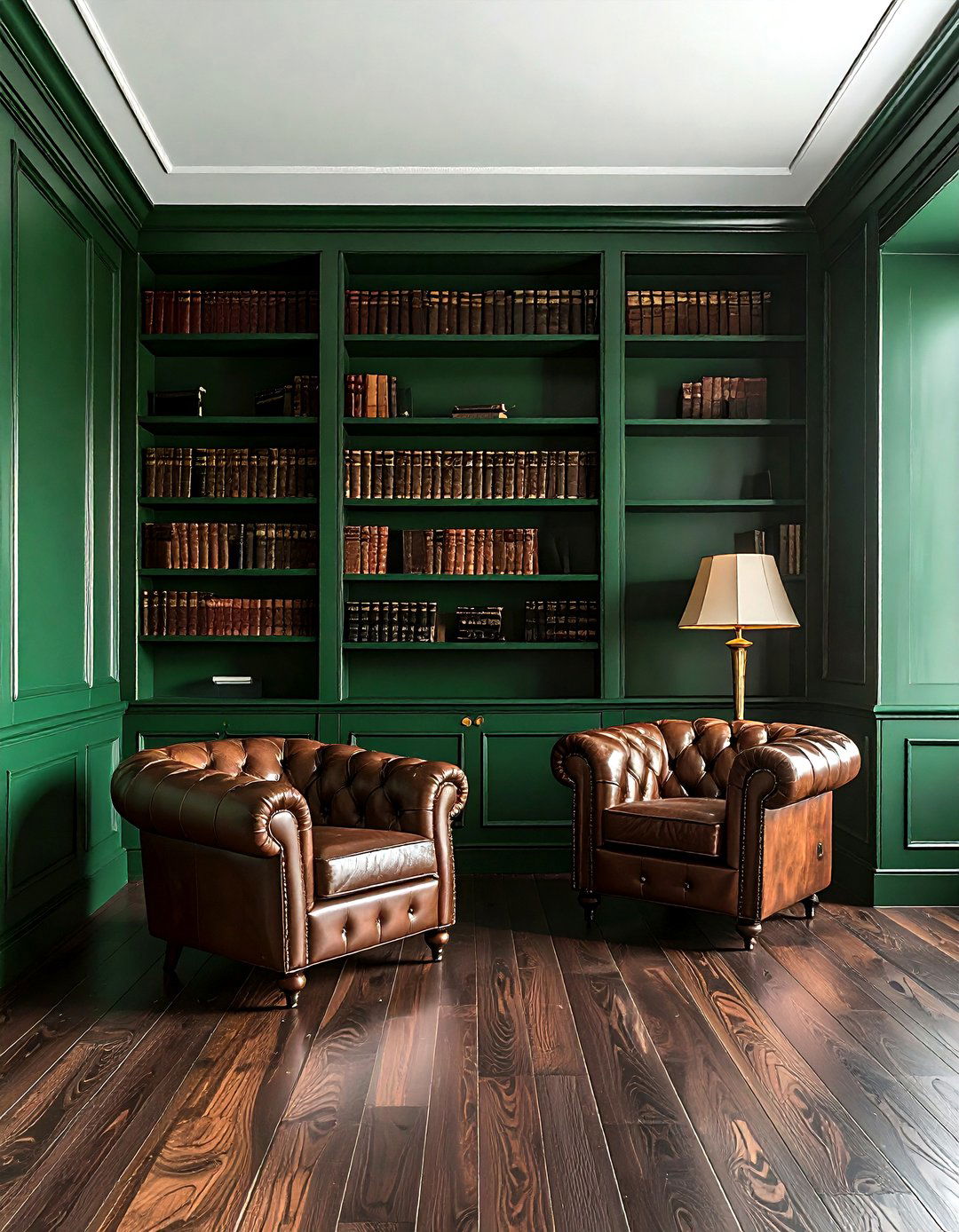 Forest green library - 30 bold paint color ideas