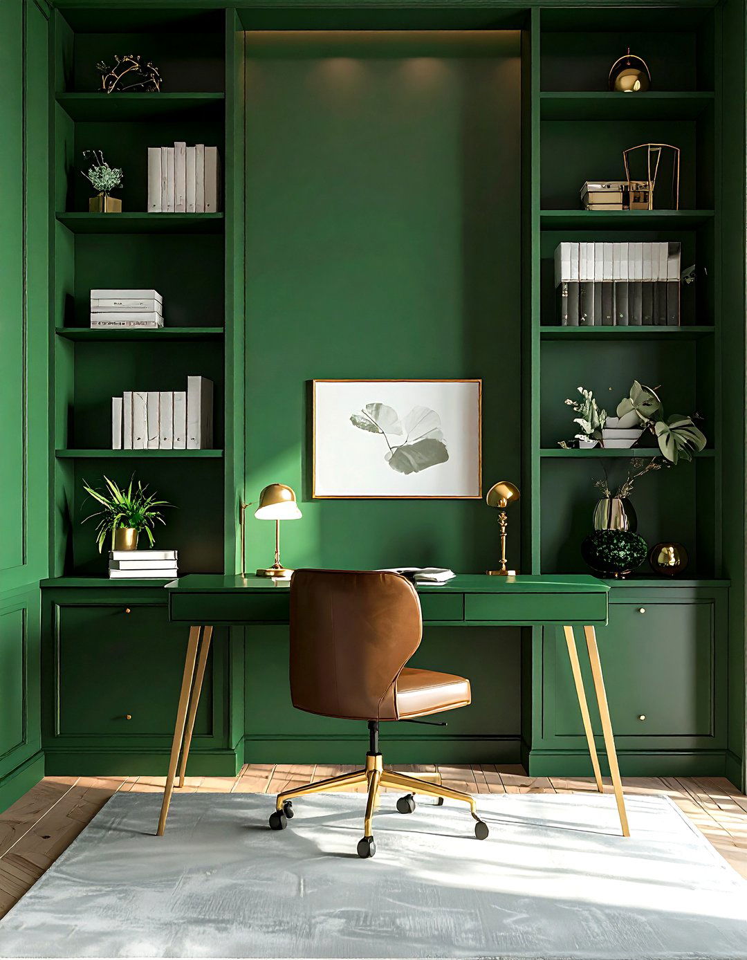 Forest green office shelf - 30 forest green decor ideas