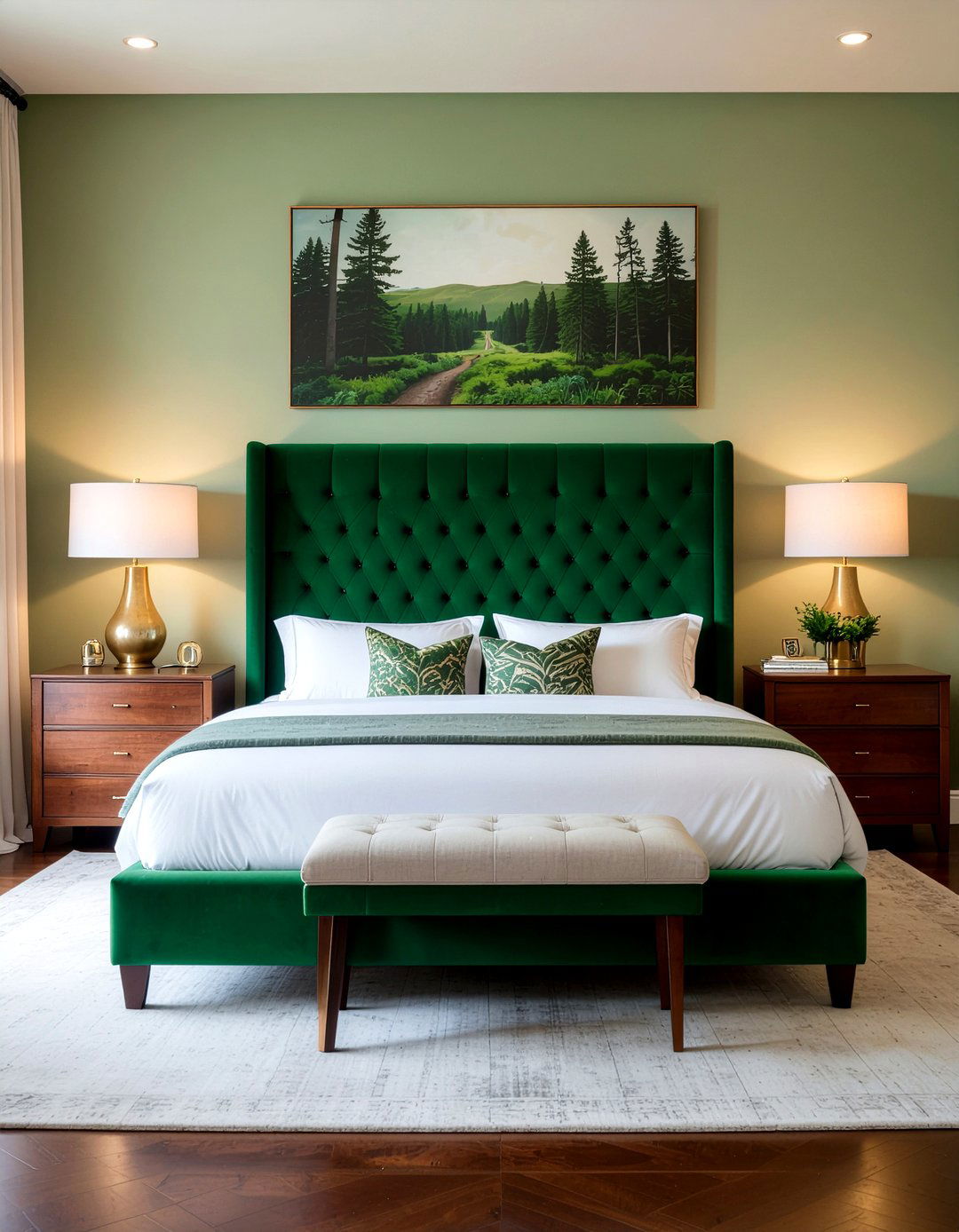 Forest green tufted bed - 30 upholstered bed ideas