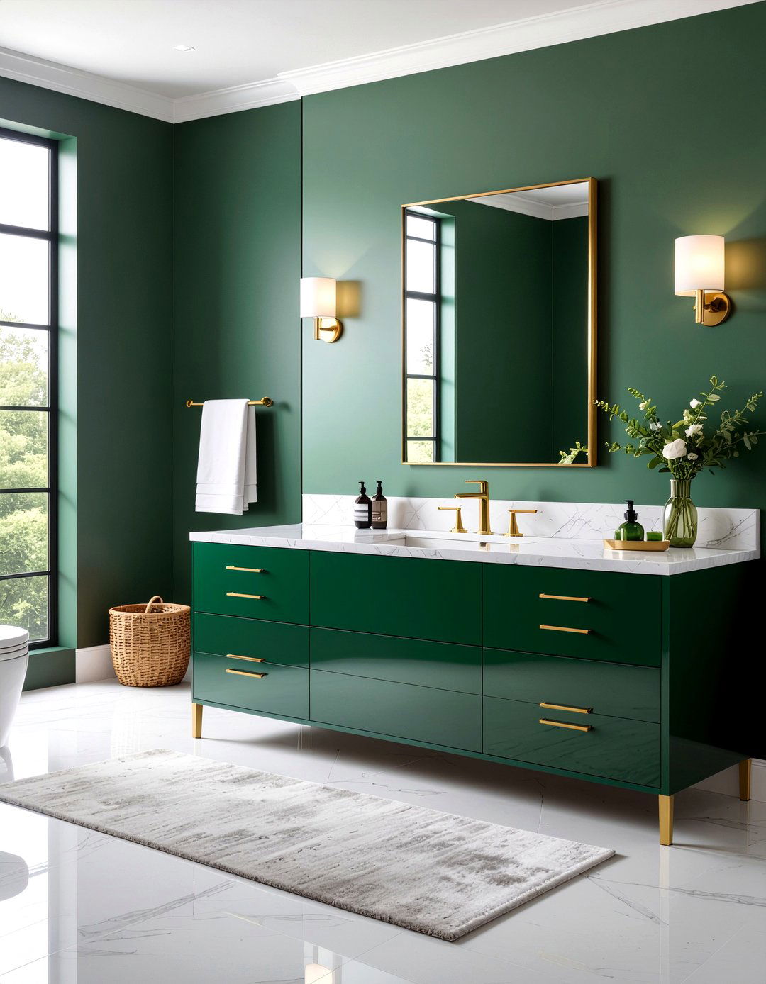 Forest green vanity - 30 forest green bathroom ideas