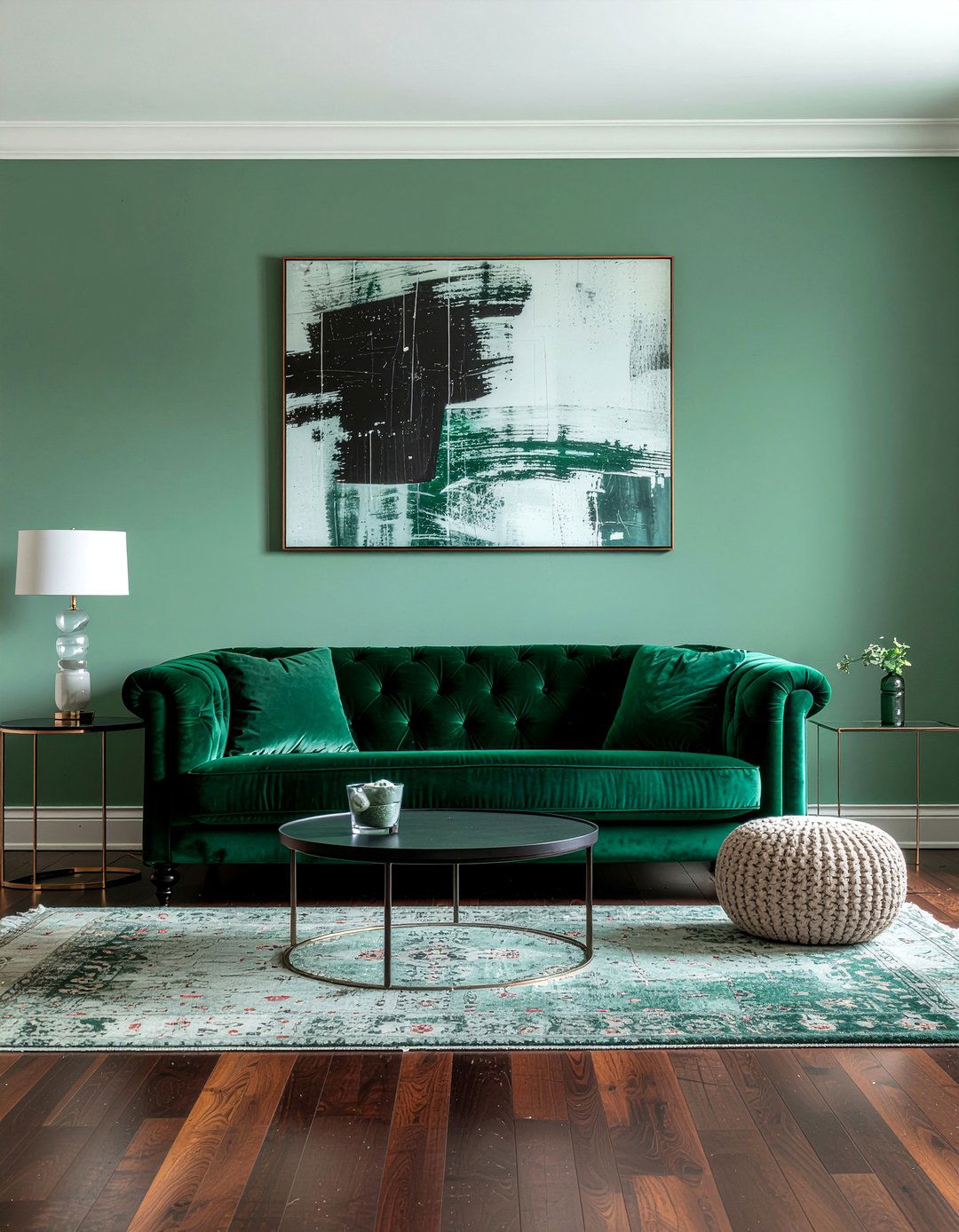Forest green velvet sofa - 30 velvet living room ideas