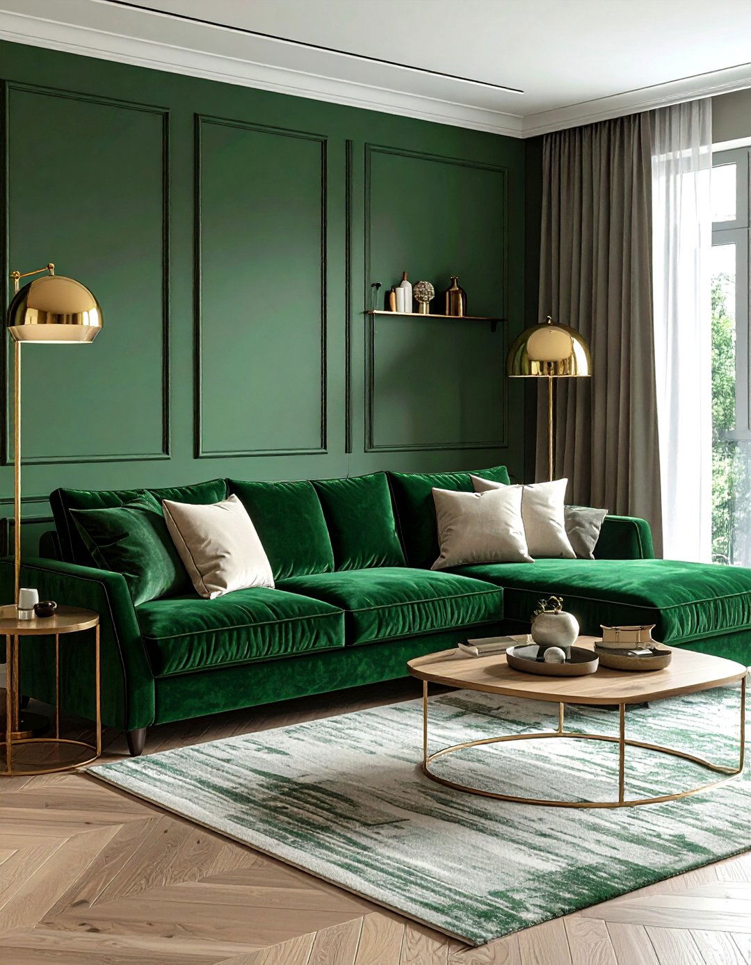 Forest green velvet sofa - 30 forest green decor ideas