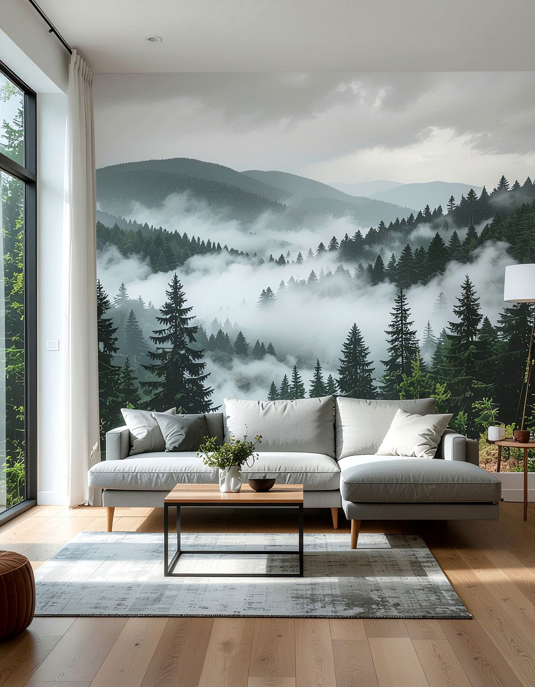 Forest landscape mural - 30 living room bold wallpapers