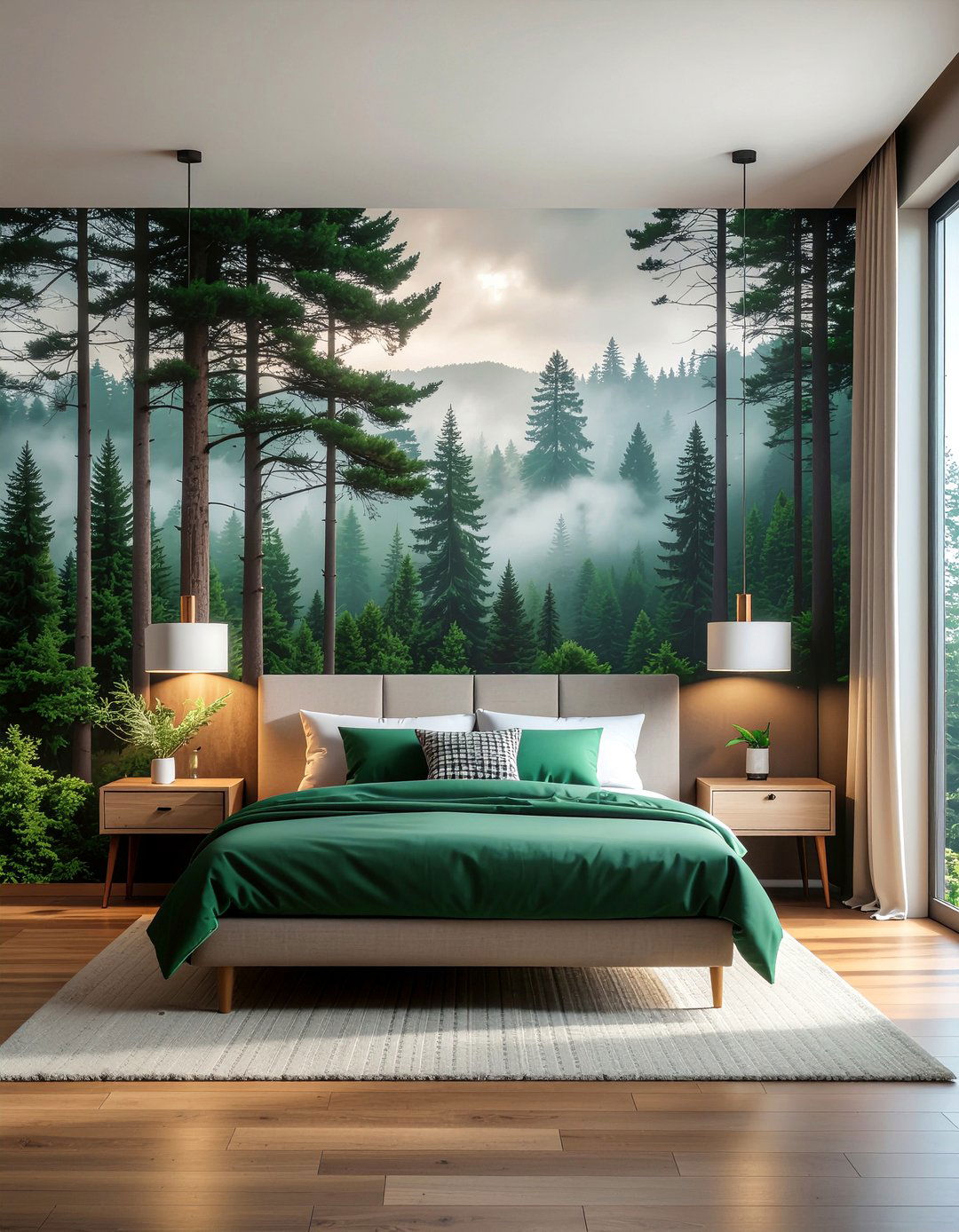Forest scene wallpaper - 30 bedroom botanical wallpapers