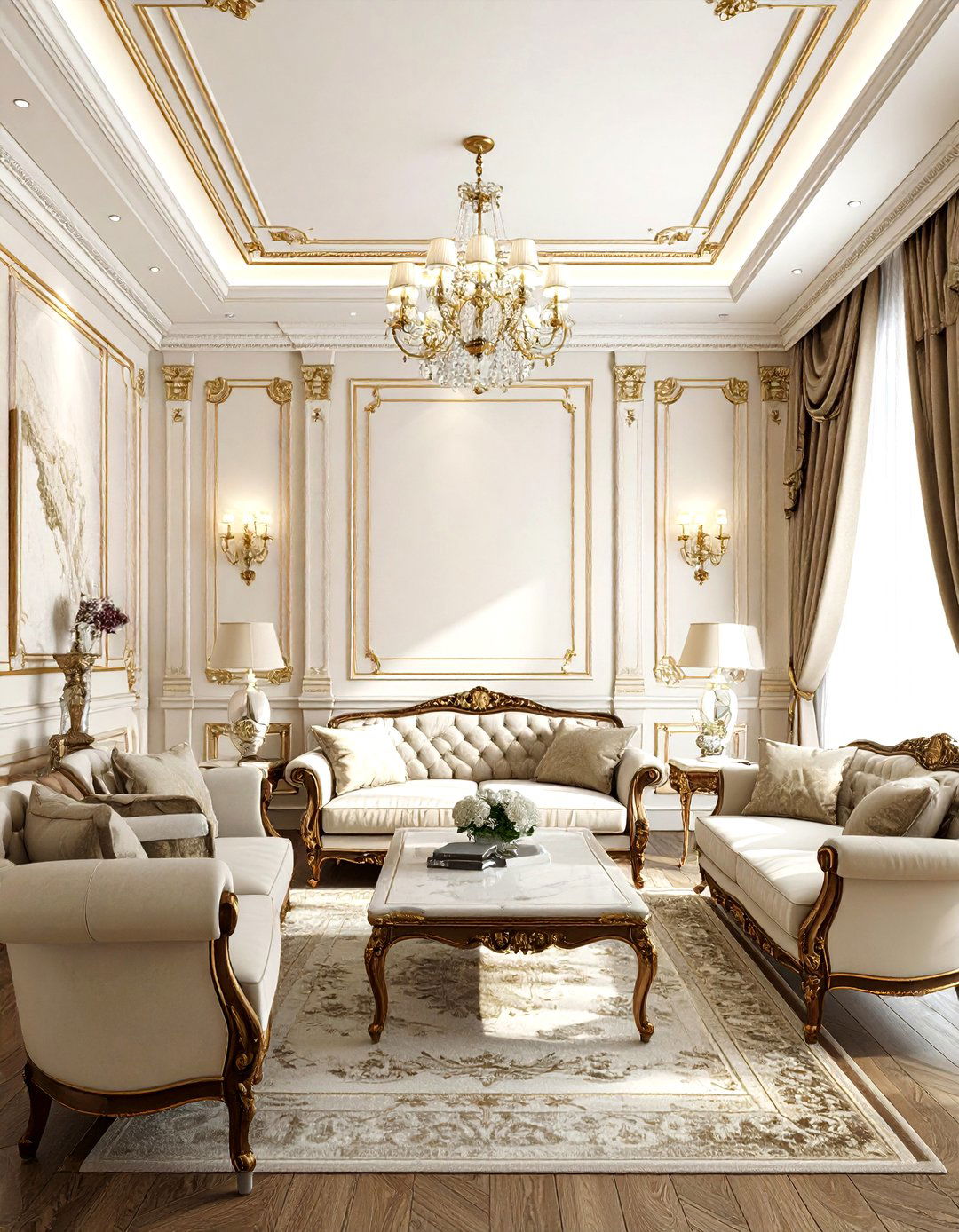 Formal Living Room Recessed Paneling - 30 living room recessed panel ideas