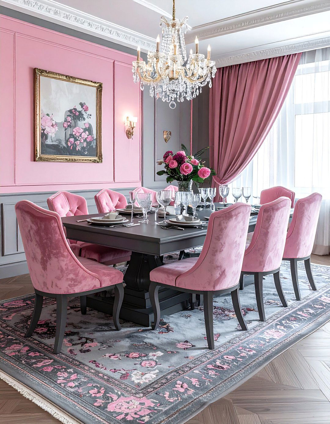 Formal Pink And Gray Dining Room - 30 pink and gray dining room ideas