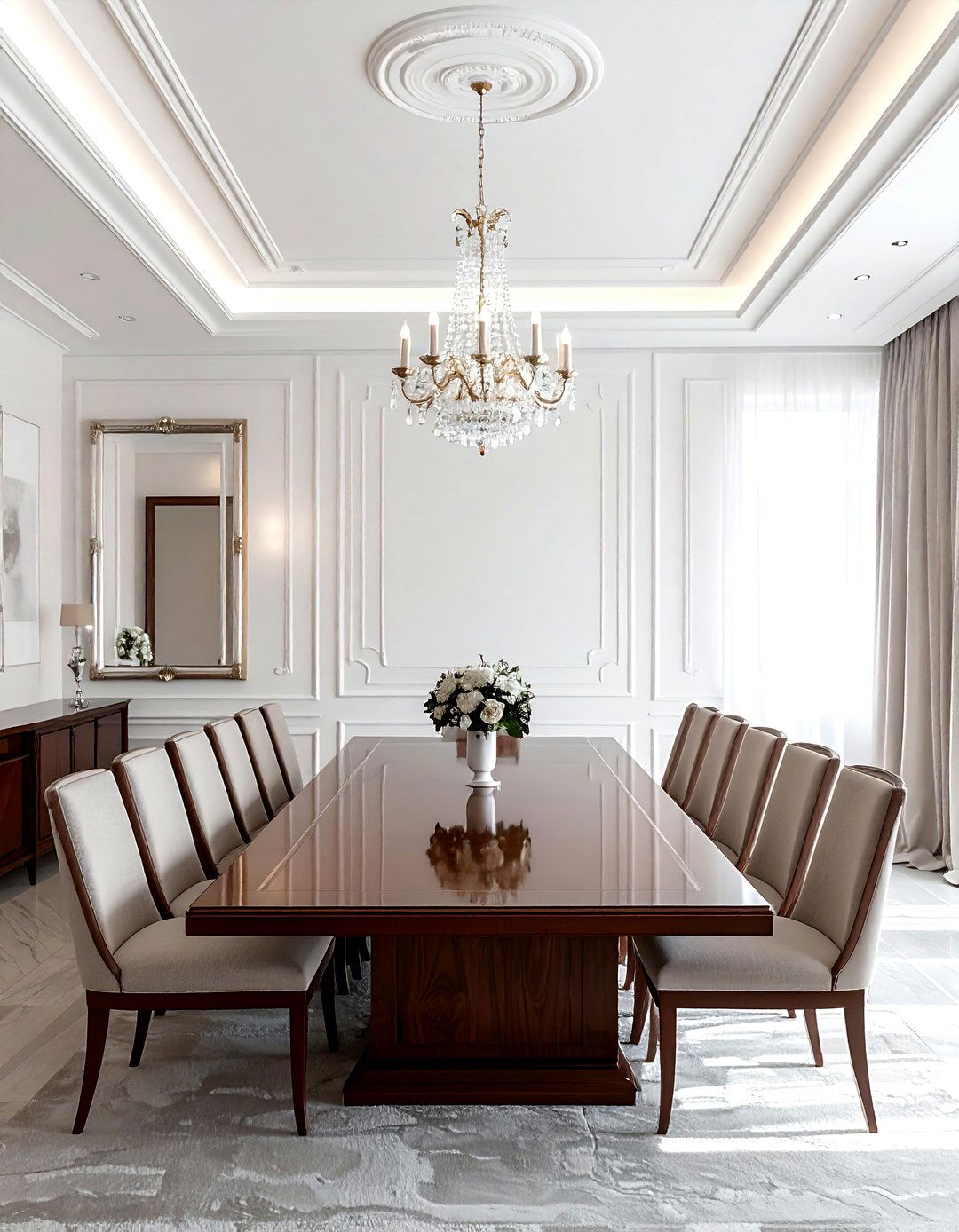 Formal Rectangular Layout - 30 dining room seating arrangements ideas