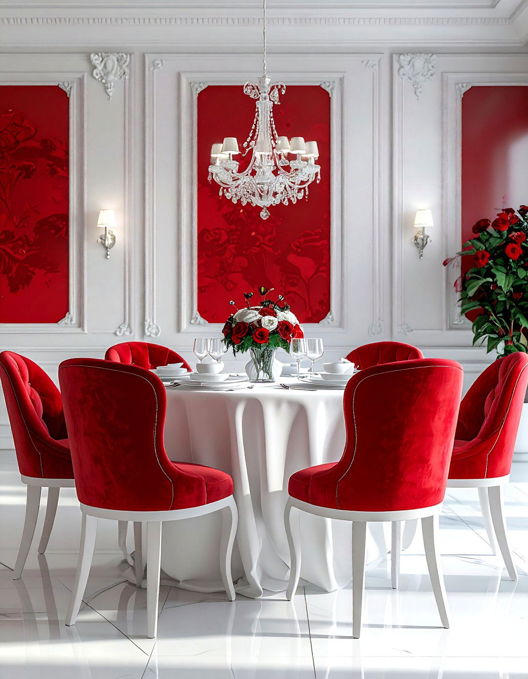 Formal Red White Dining Room Setting - 30 red and white dining room ideas