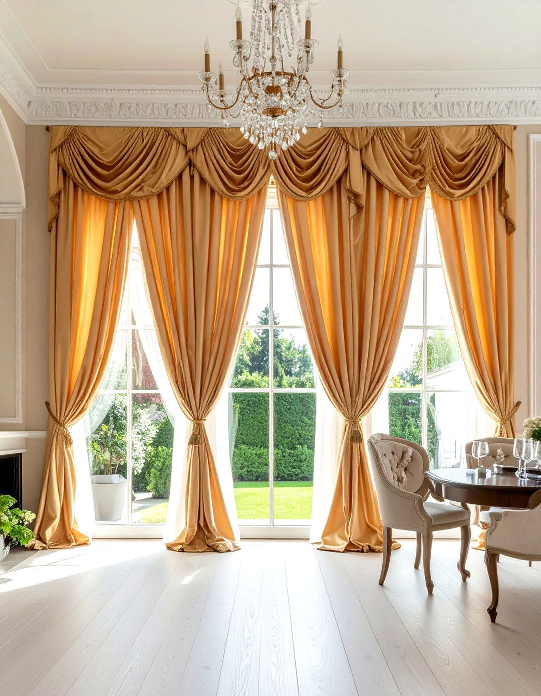 Formal Window Drapery - 30 stately dining room ideas