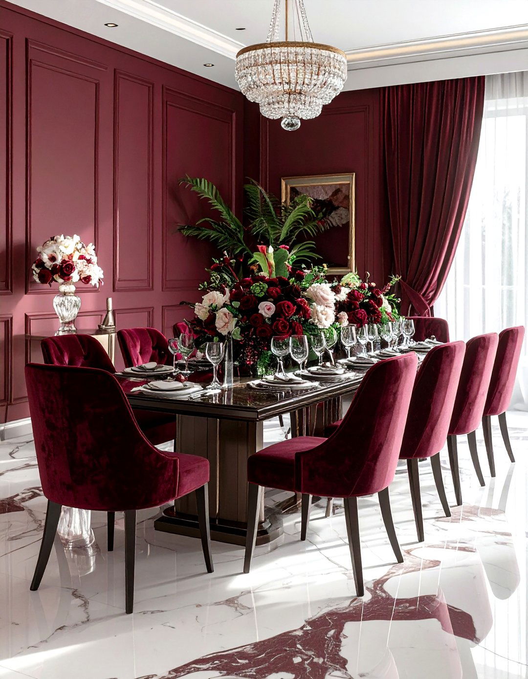 Formal burgundy dining room - 30 burgundy dining room ideas