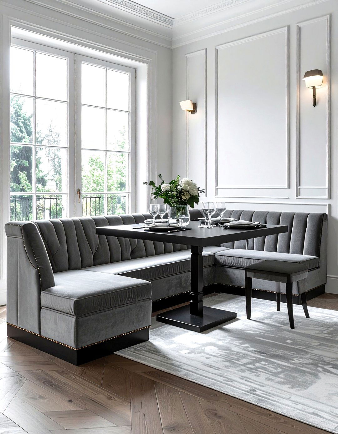 Formal corner seating - 30 L-shaped banquette dining ideas