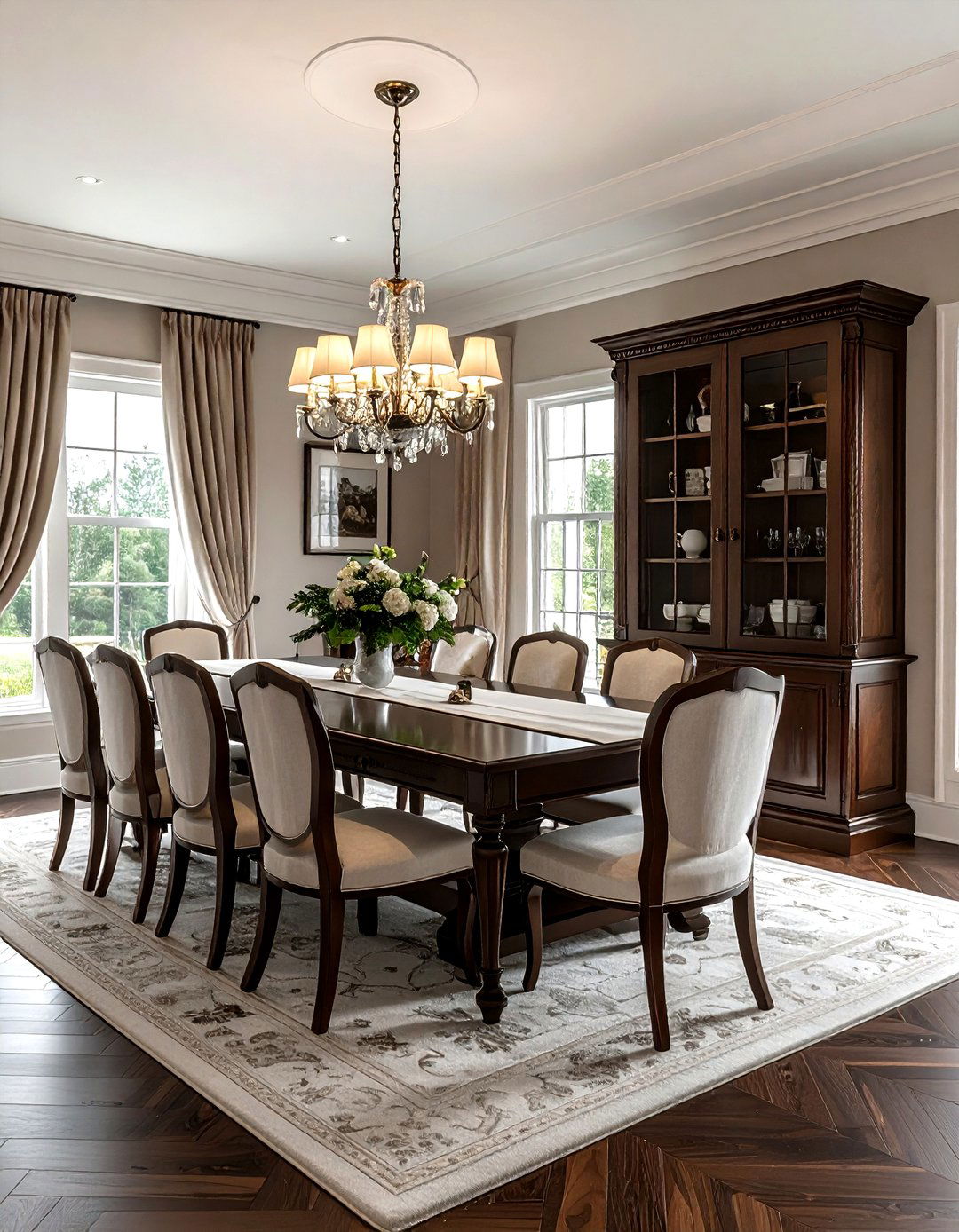 Formal dining room with hutch - 30 dining room furniture arrangement