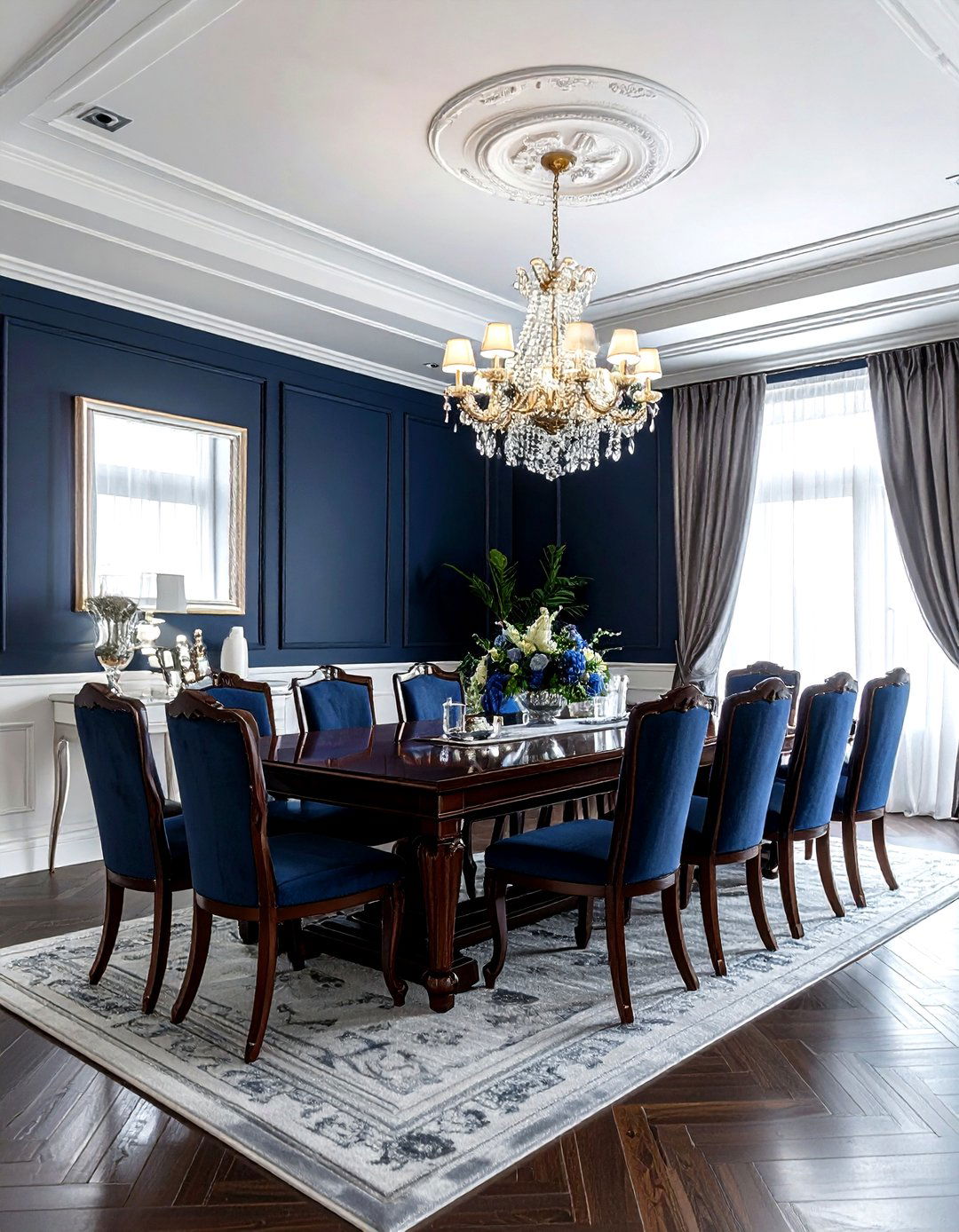 Formal navy dining room - 30 navy dining room design ideas