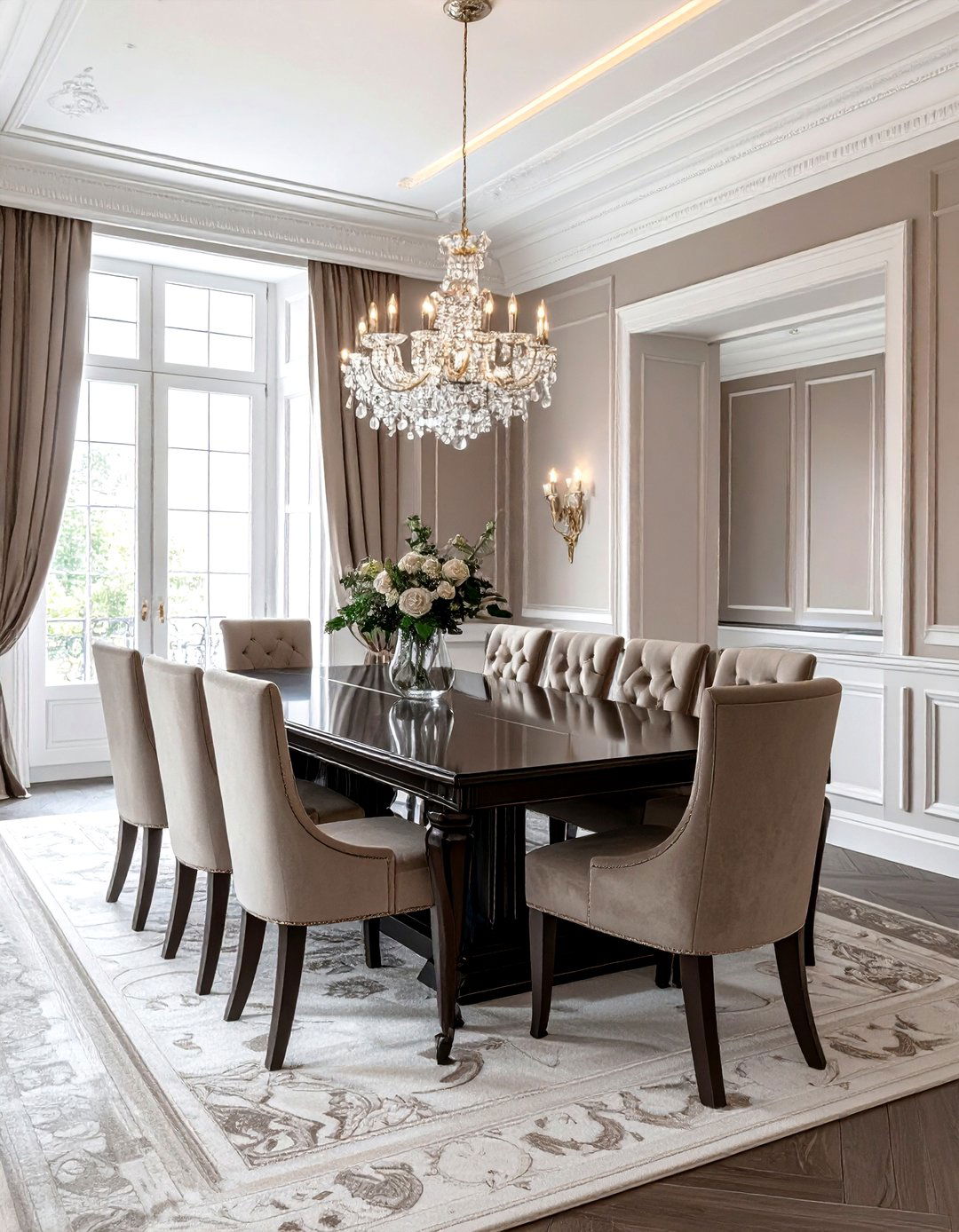 Formal taupe dining room - 30 taupe and white dining room ideas