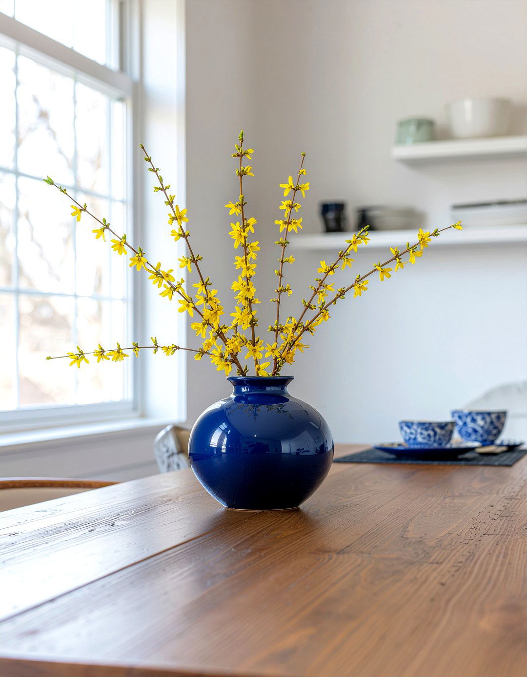 Forsythia Yellow Branches - 30 dining room faux flower ideas