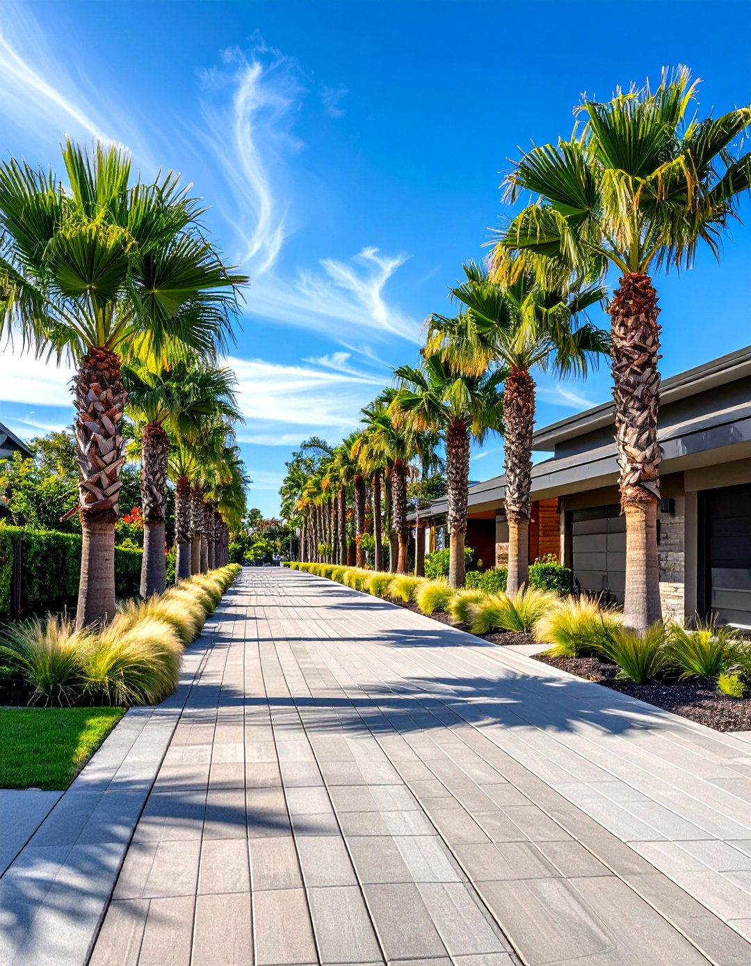 Foxtail palm driveway - 30 palm plant ideas